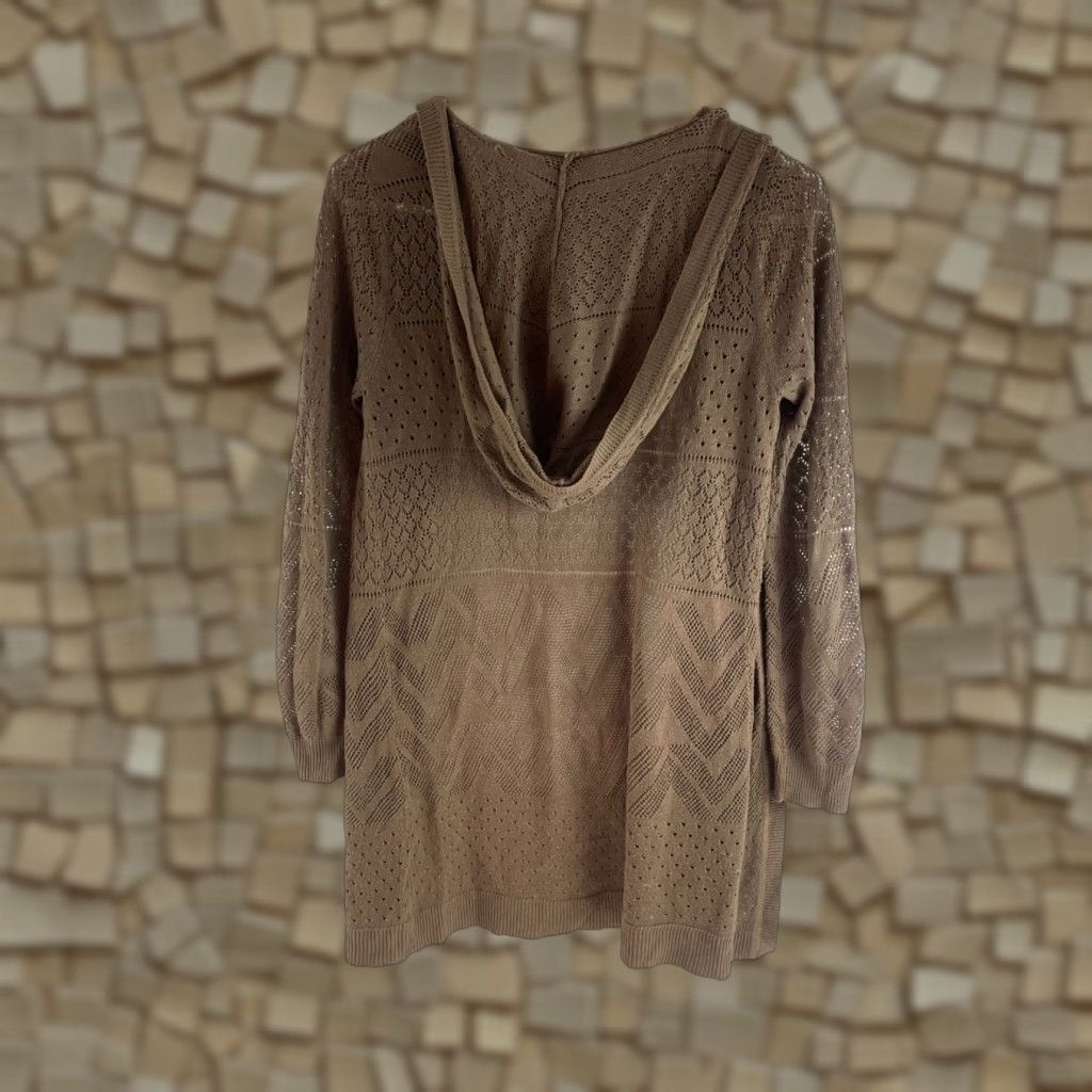 Vintage Pink Republic Sweater Cardigan, Women's Small, Brown, Open Cardigan, Long Sleeve, Solid, Regular Fit, Fall Spring Summer, Womens Size S / US 4 / IT 40 - 1 Thumbnail