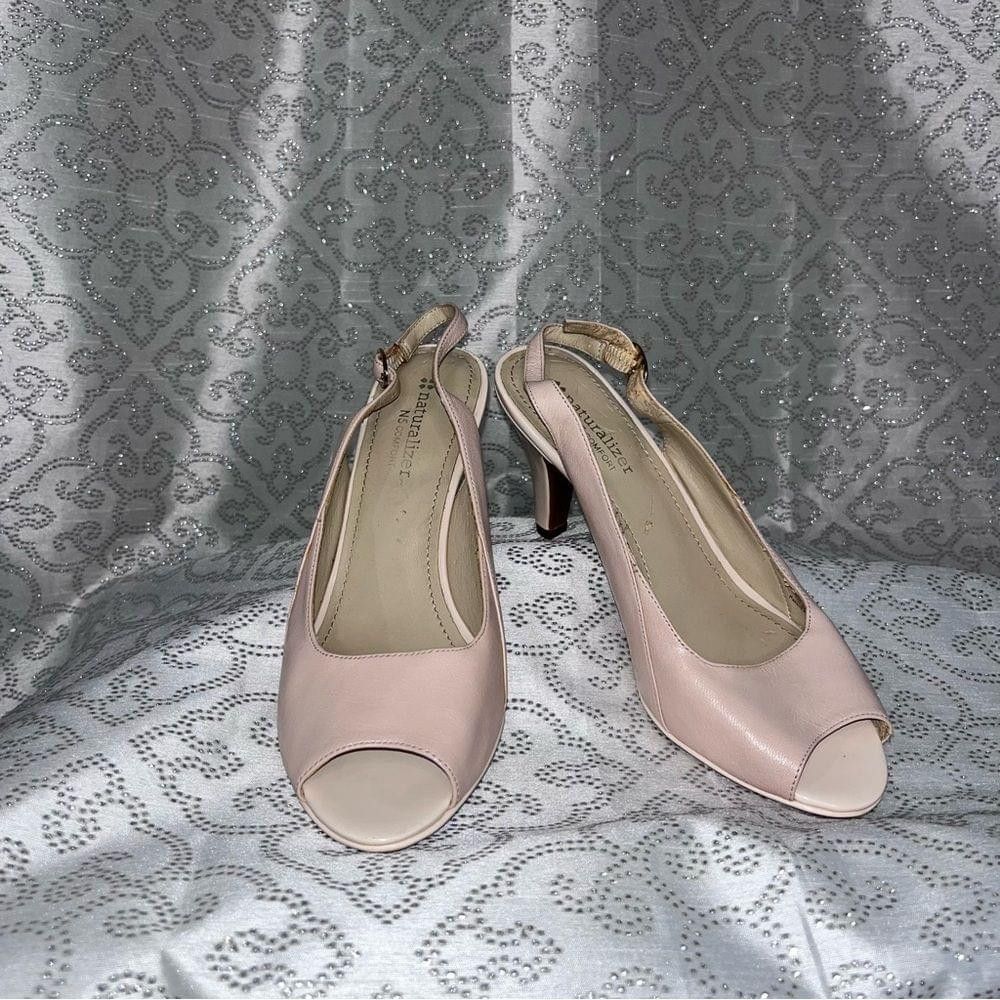 Naturalizer Naturalizes, pale, pink sling back peep to heels Size US 8 / IT 38 - 5 Thumbnail