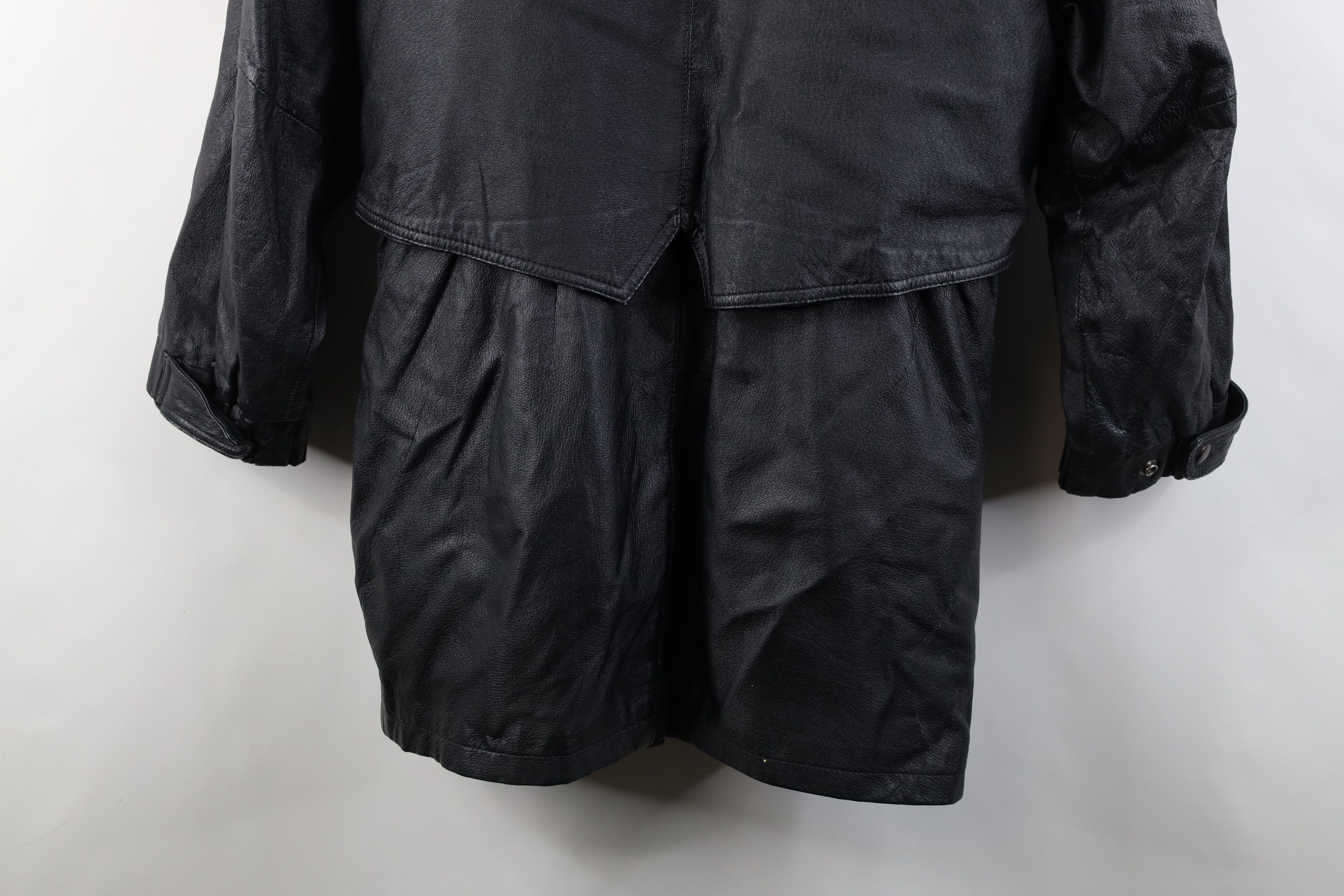 Vintage Vintage 90s Streetwear Hooded Toggle Button Leather Jacket Size M / US 6-8 / IT 42-44 - 16 Thumbnail
