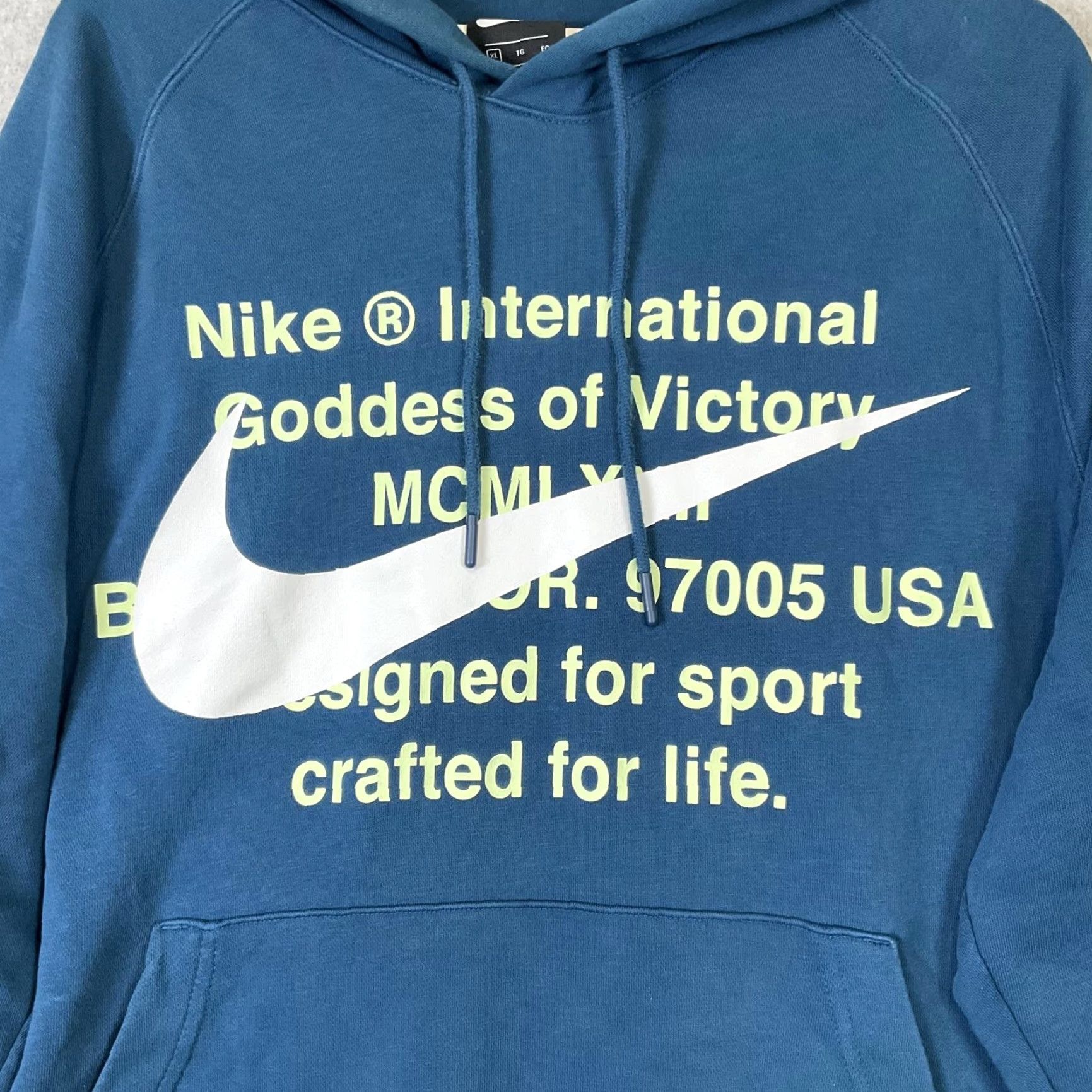 Nike Nike Hoodie Mens XL Blue Swoosh Goddess of Victory International Sweatshirt Size US XL / EU 56 / 4 - 2 Thumbnail