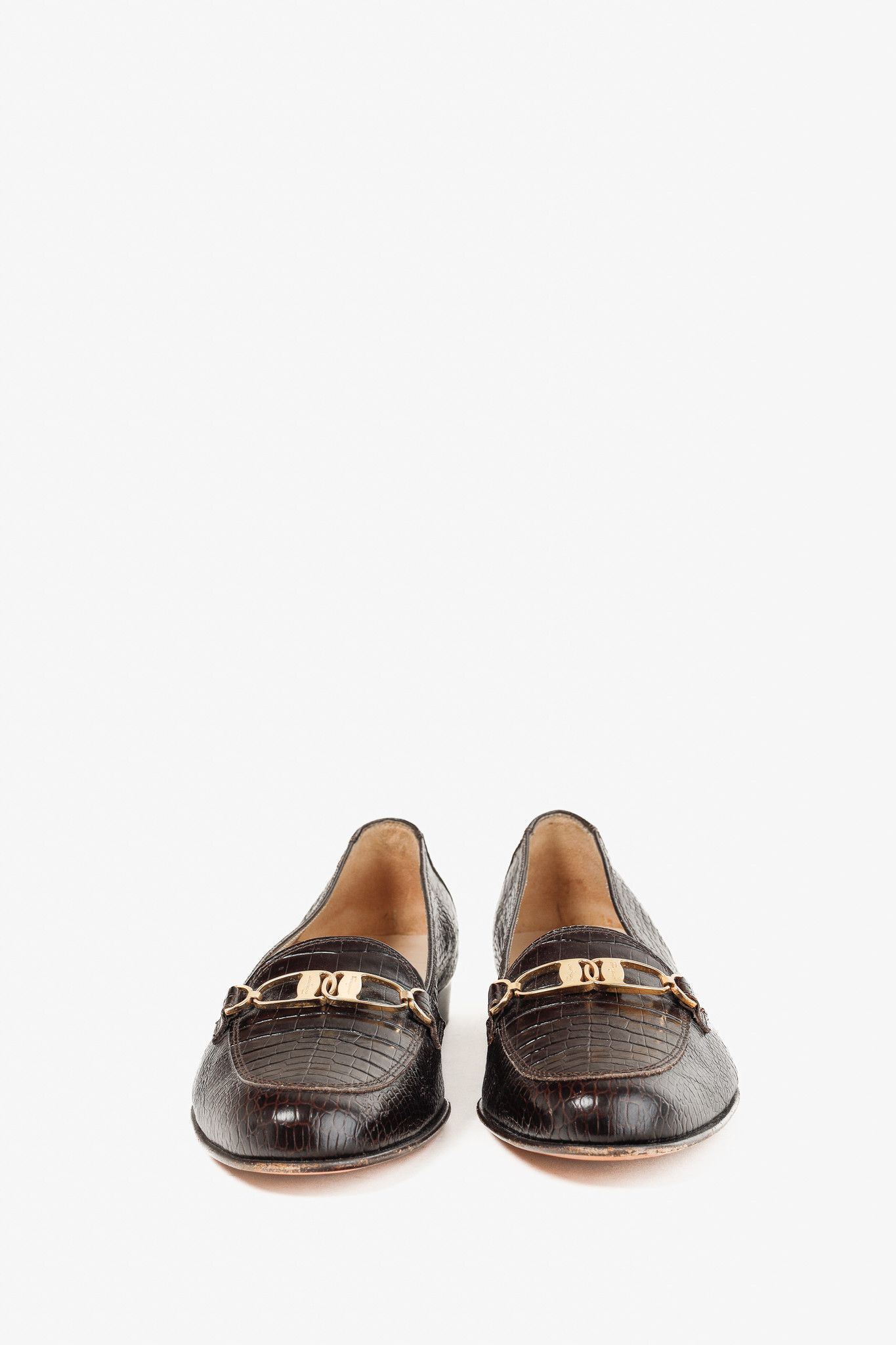 Salvatore Ferragamo Salvatore Ferragamo Castoro Croc-Embossed Buckle Loafers Size US 8 / IT 38 - 2 Thumbnail