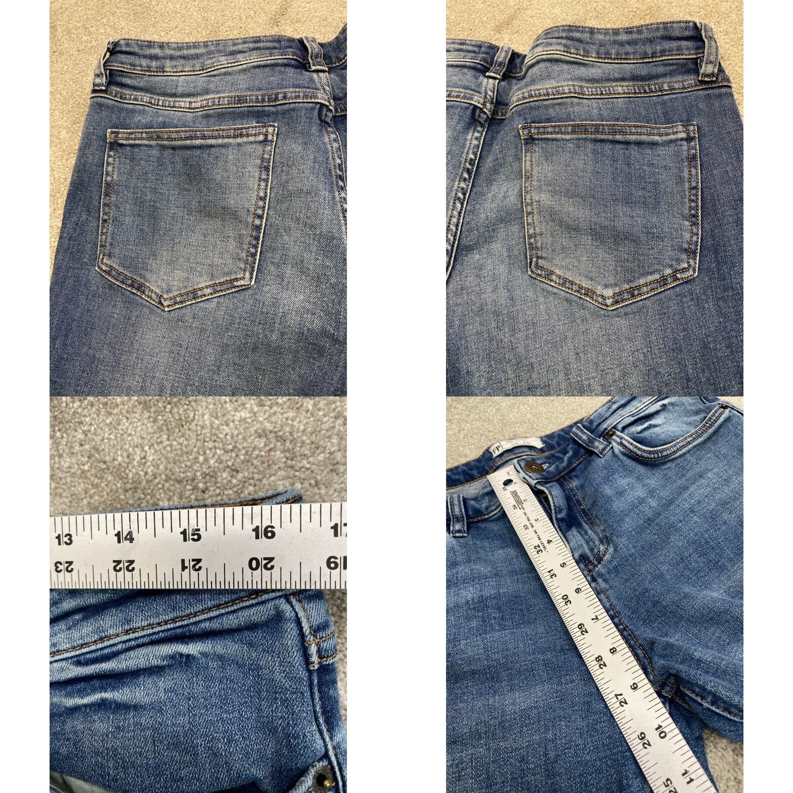 Free People Free People Jeans Women 31 x 30 Blue Denim Straight Leg Raw Hem 5801 Size 24" / US 00 / IT 34 - 9 Thumbnail