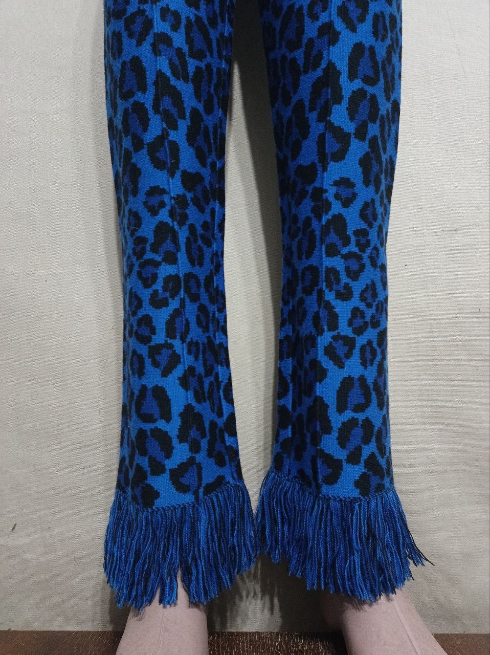 Alanui ALANUI Virgin Wool Blue Leopard Print Pants Sz XS Size 25" / US 0 / IT 36 - 7 Thumbnail