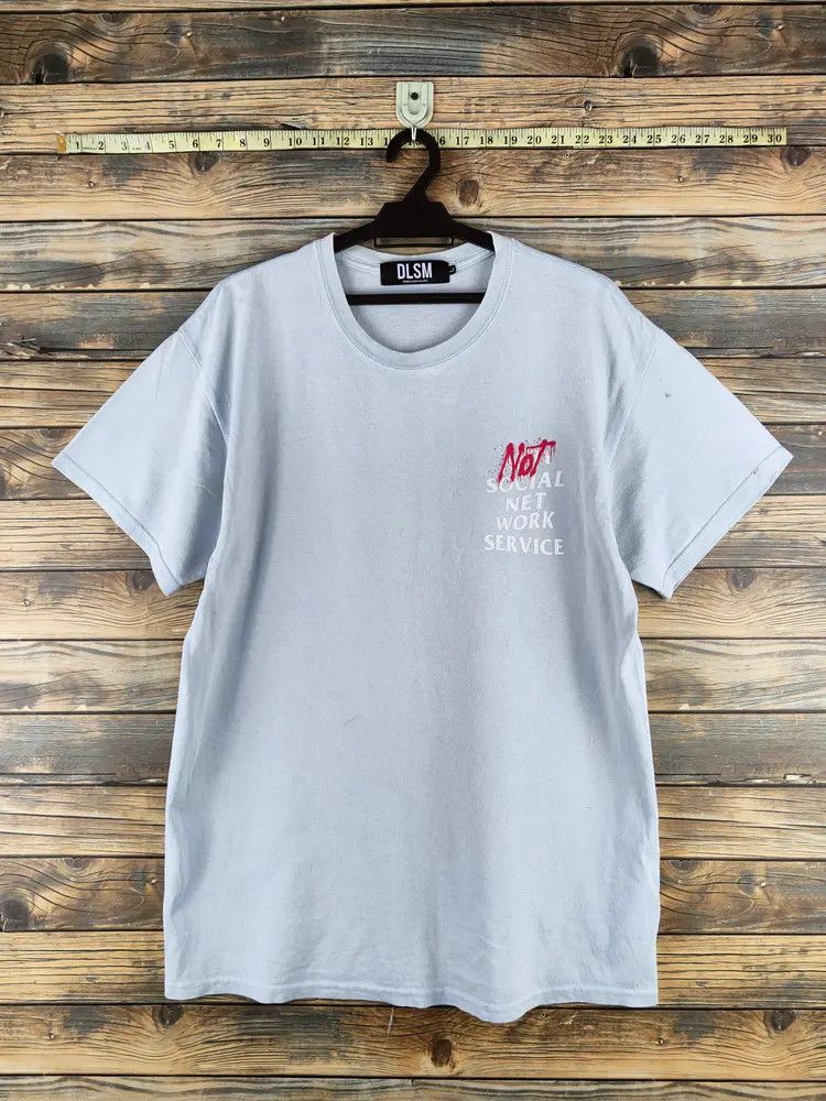 Japanese Brand DLSM "Not Social network service" Light Blue T-shirts #S2875 Size US L / EU 52-54 / 3 - 6 Thumbnail