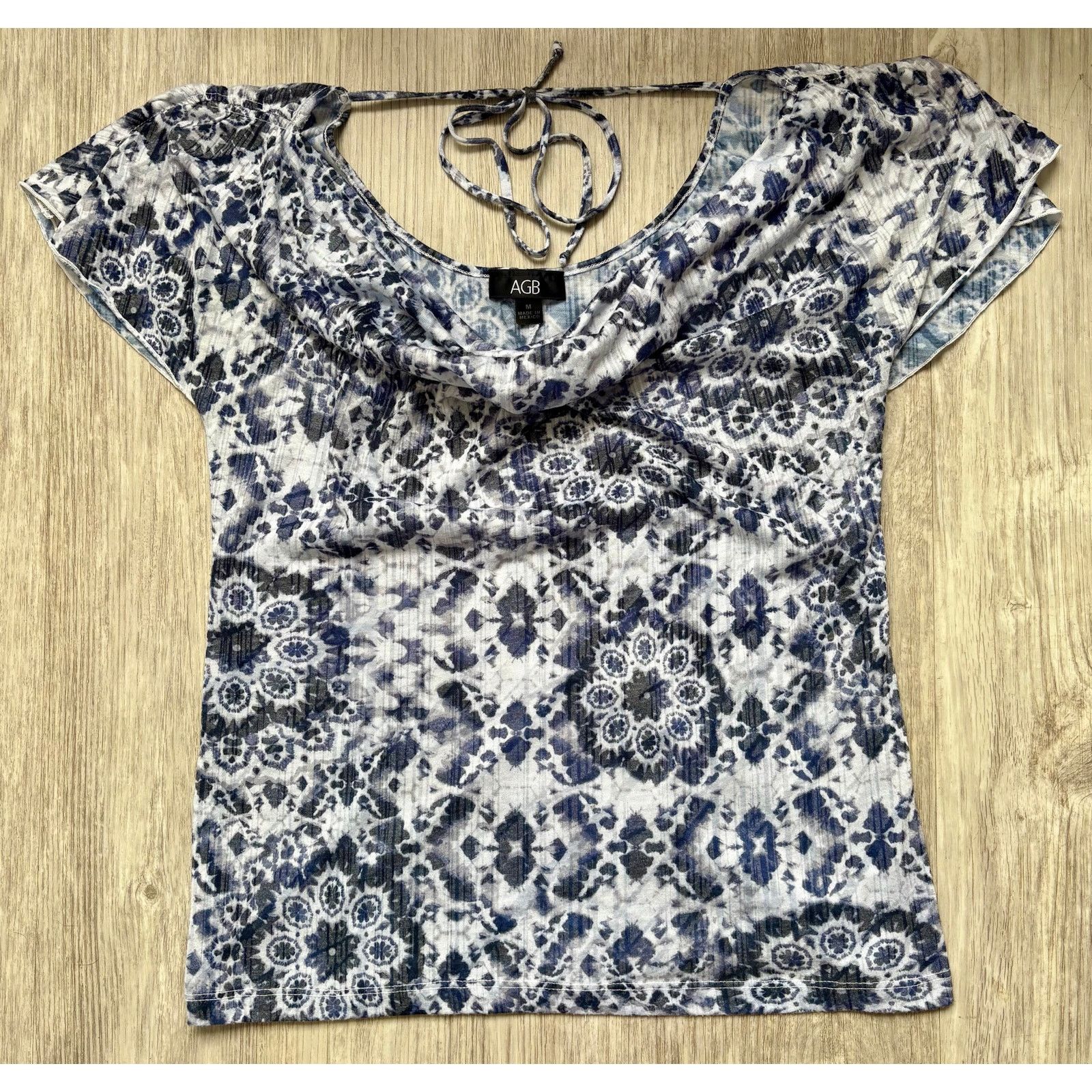 Other AGB | Watercolor Abstract Print Tie Back Blouse | Medium Size M / US 6-8 / IT 42-44 - 2 Thumbnail