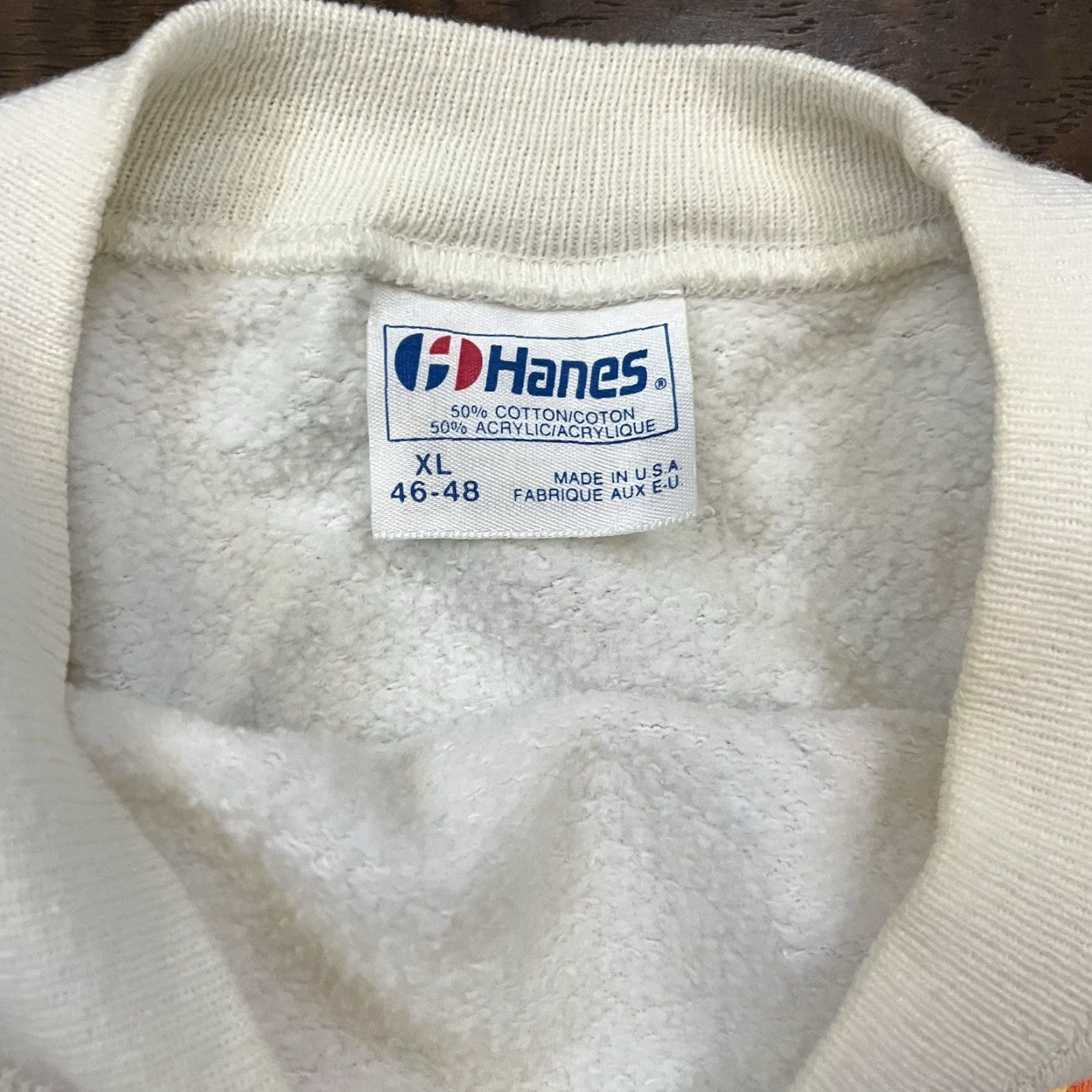 Hanes VINTAGE 1980s Hanes Pullover Sweatshirt Men XL White Ocean Beach Surf Nature Art Beach Theme Size US XL / EU 56 / 4 - 4 Thumbnail