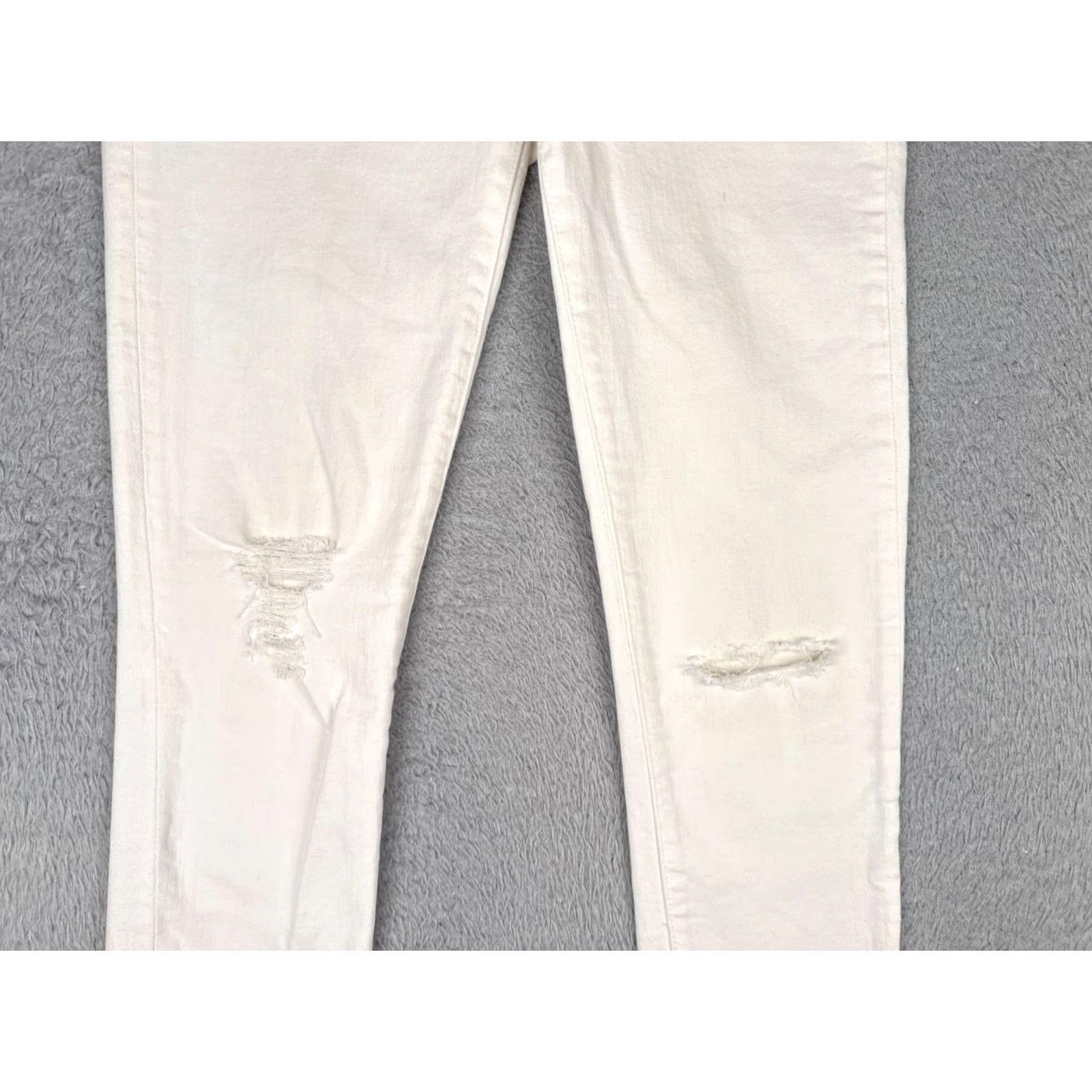 Madewell Madewell Jeans Women 27 White Distressed 9" High Riser Skinny Crop 27x26 Skinny Jeans | 5-Pocket Denim Casual Pants Womens Madewell Size 27" / US 4 / IT 40 - 3 Thumbnail