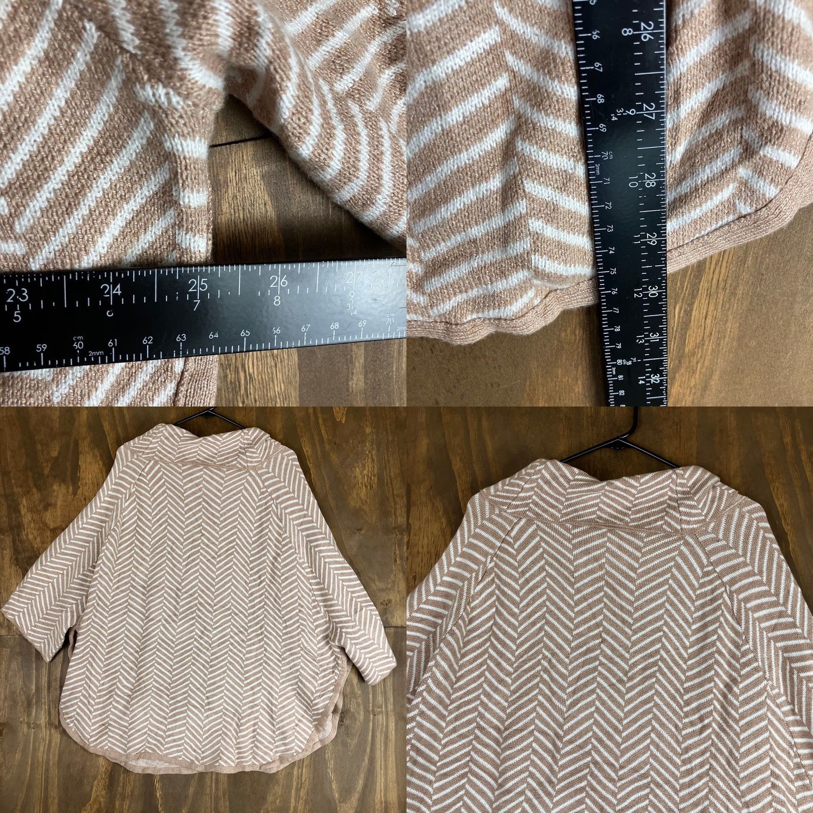 Loft LOFT Outlet Womens Sweater Beige Cream Chevron Poncho Cowl Neck M/L Pullover Knitted Size M / US 6-8 / IT 42-44 - 8 Thumbnail