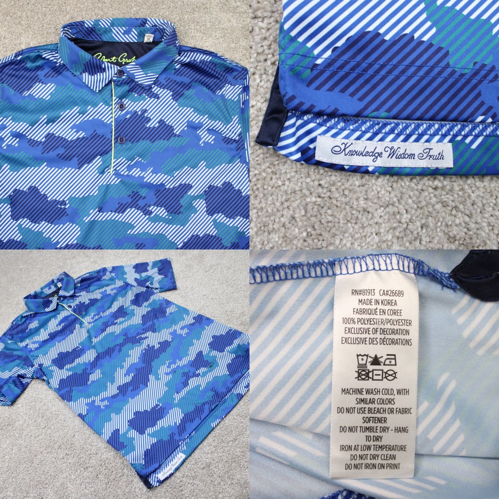 Robert Graham Robert Graham Polo Shirt Men Medium Blue Camouflage Classic Fit Polo Shirt Mens Blue Camouflage 90s? Size US M / EU 48-50 / 2 - 8 Thumbnail