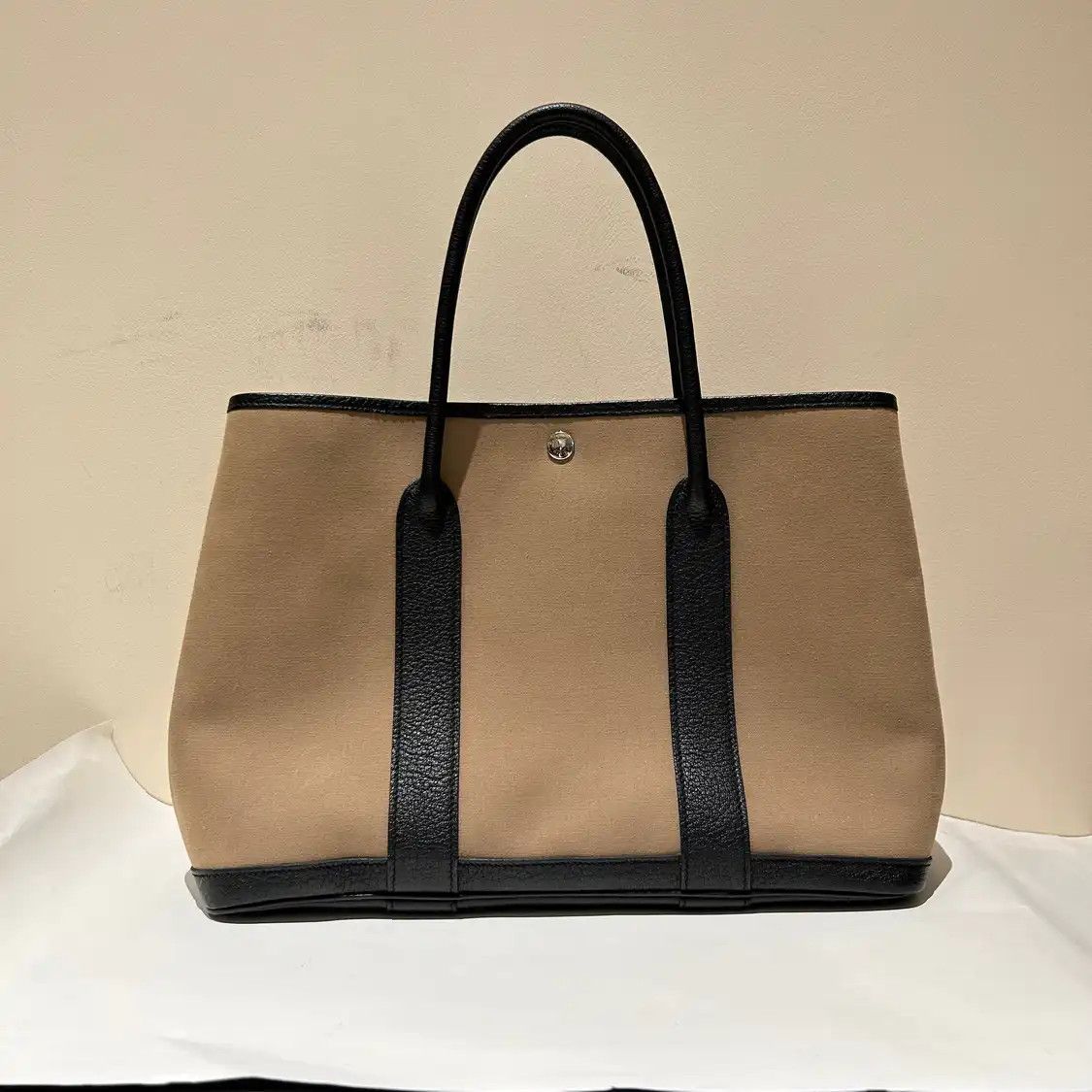 Hermes Hermes Garden Party 36 khaki canvas Garden Party handbag silver hardware Size ONE SIZE - 1 Thumbnail