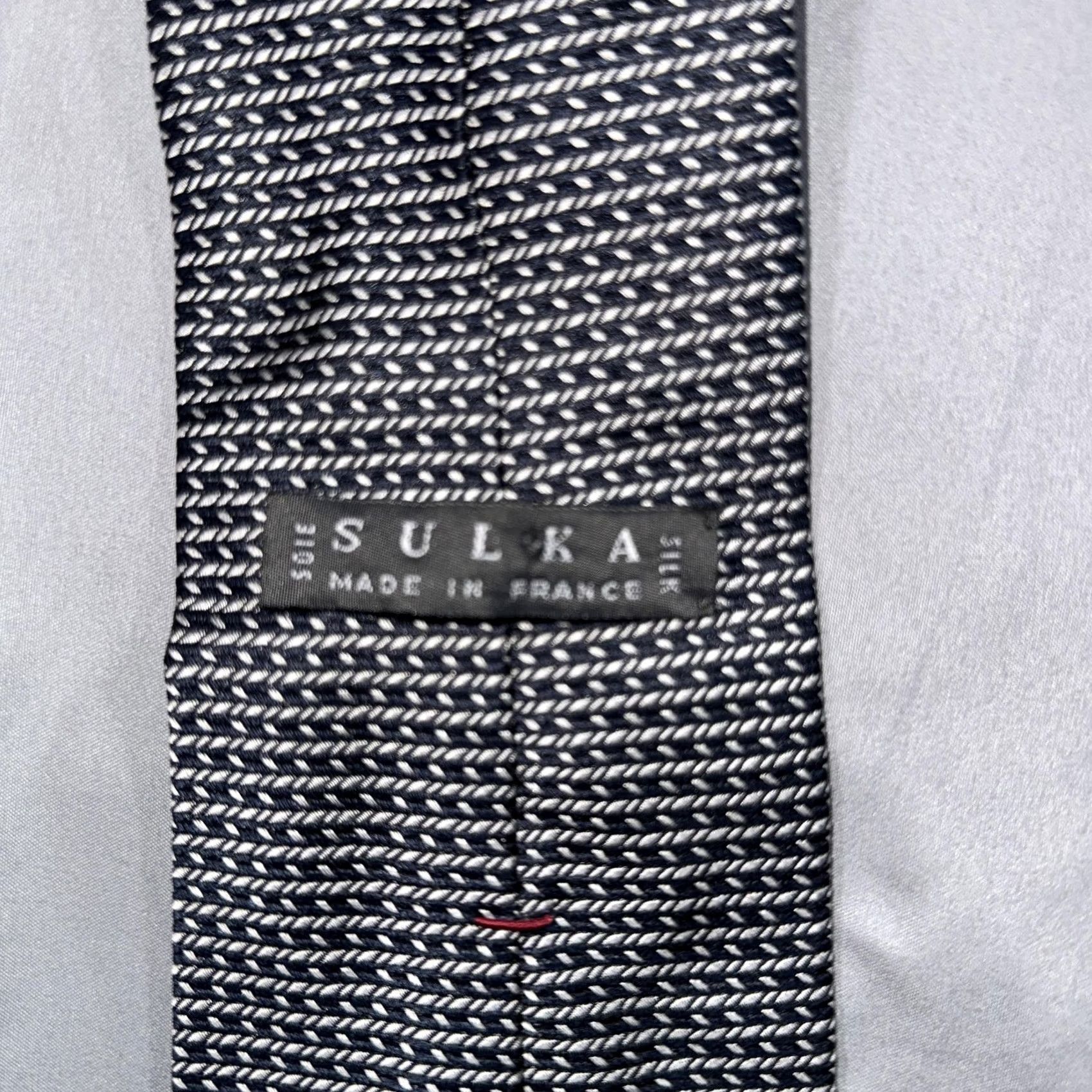 Sulka Sulka Tie Mens One Size Blue Silk Geometric Necktie Made In France Classic Woven Neckwear Size ONE SIZE - 2 Thumbnail