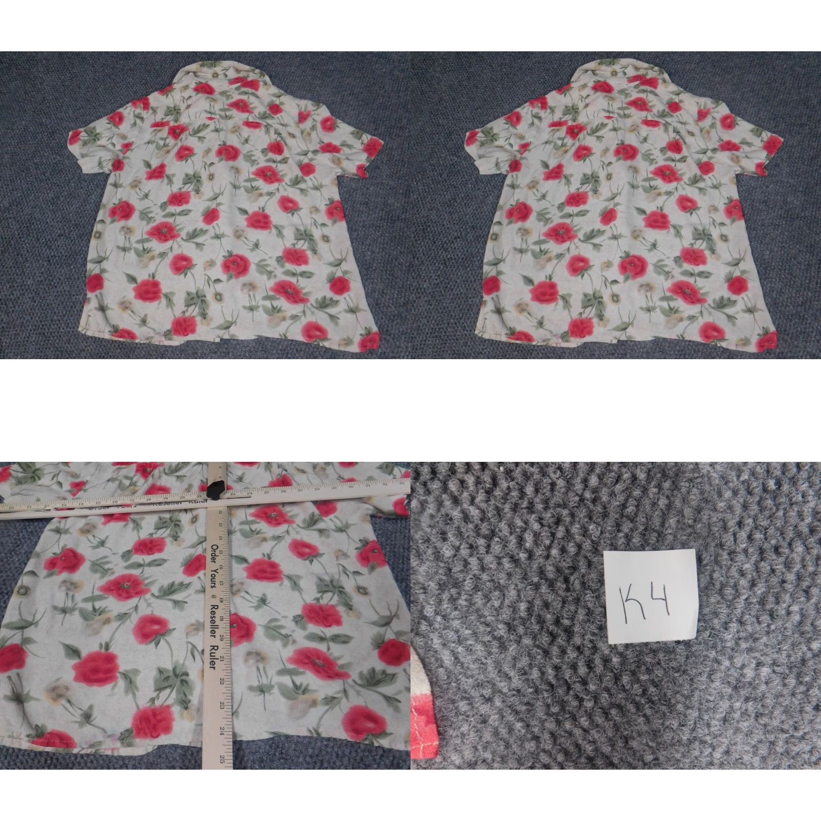 Vintage Jaclyn Smith Womens Button-Up Shirt Short Sleeve Beige Floral Small S Regular Crew Neck Pullover Casual Polyester Rayon Button Size S / US 4 / IT 40 - 8 Thumbnail