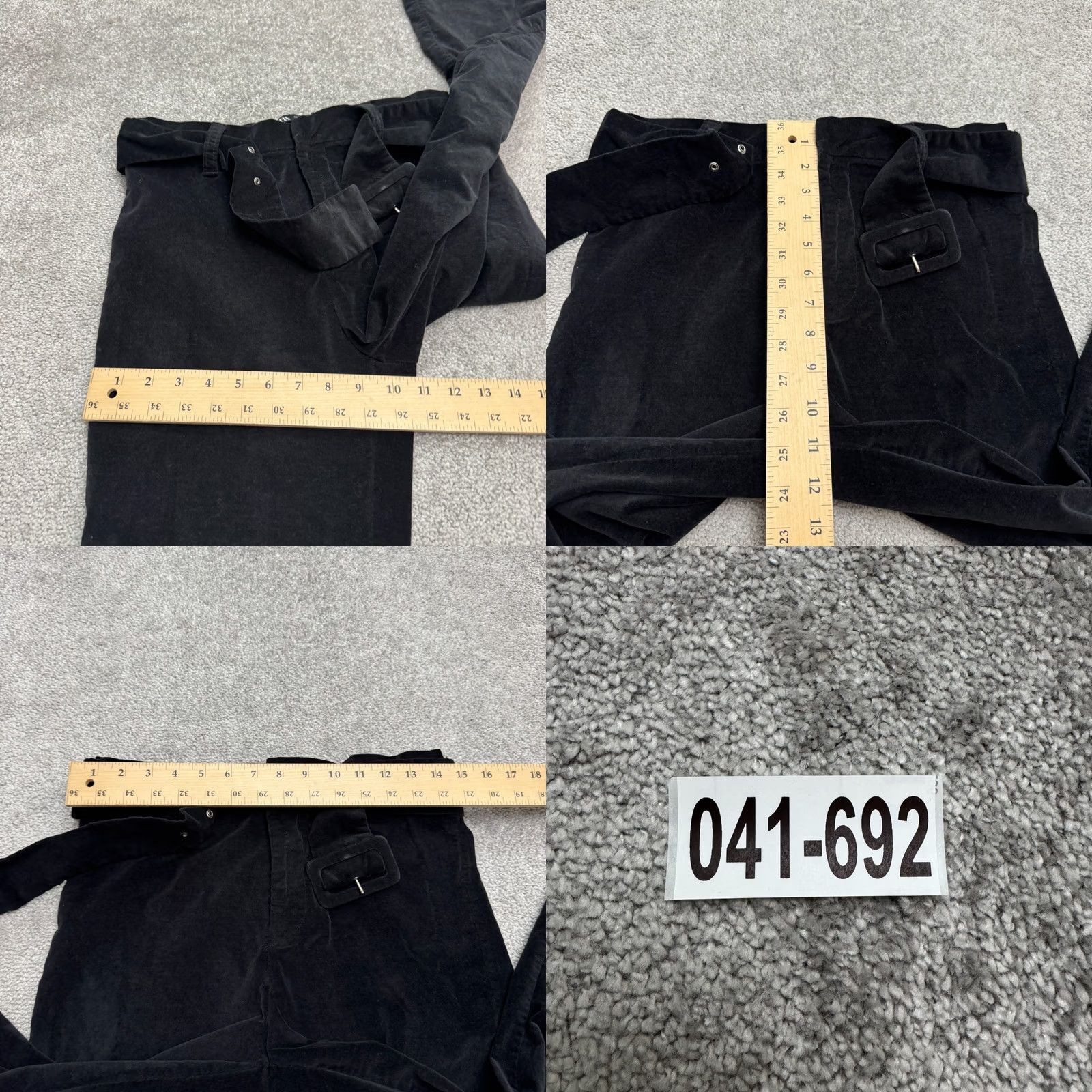 Zara Zara Velvet Belted Wide Leg Trouser Crop Pants Women Large Black High Rise 30x26 Size 36" / US 14 / IT 50 - 9 Thumbnail