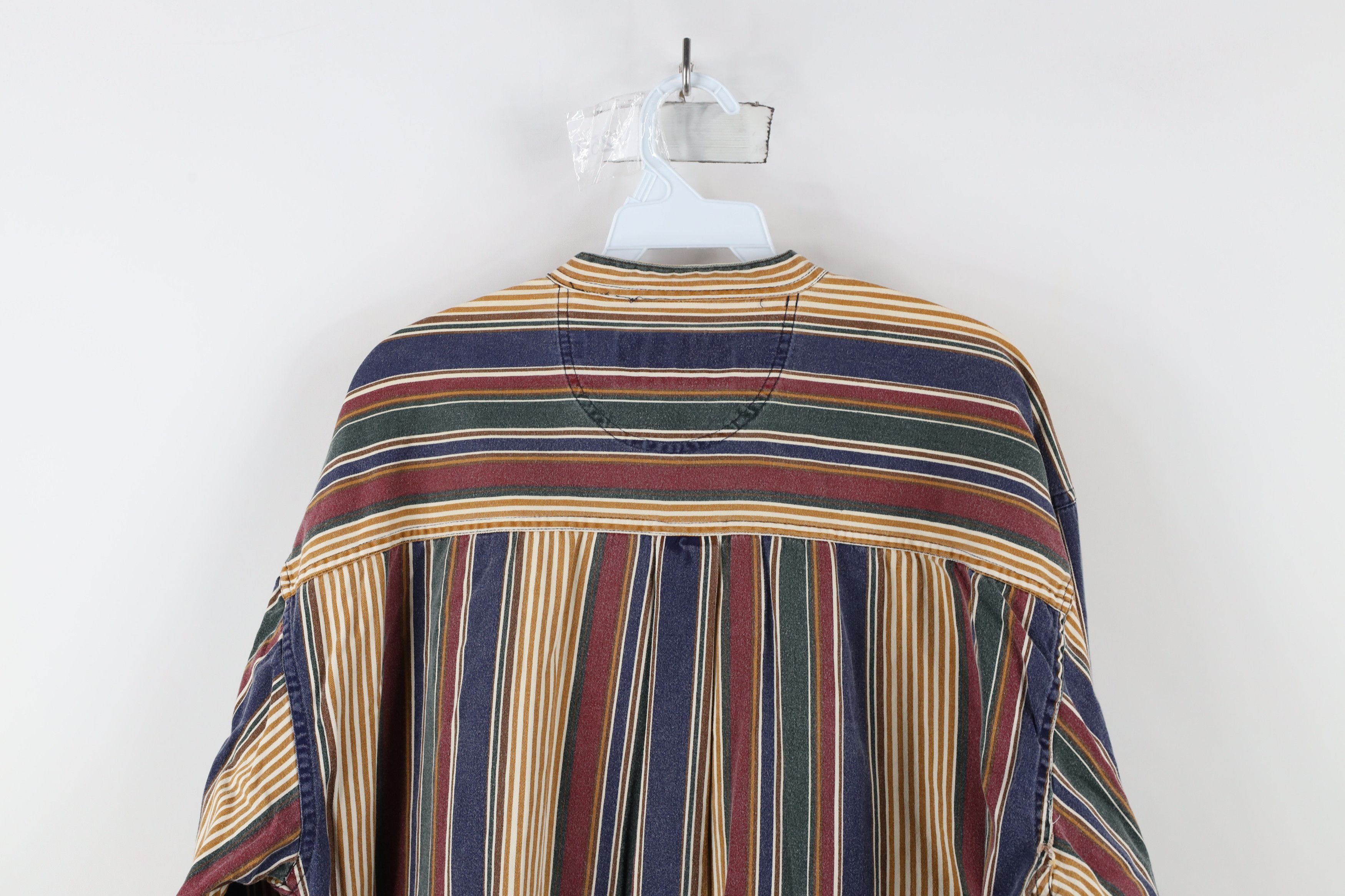 Vintage Vintage 90s Streetwear Striped Band Collar Button Shirt Size US M / EU 48-50 / 2 - 11 Thumbnail