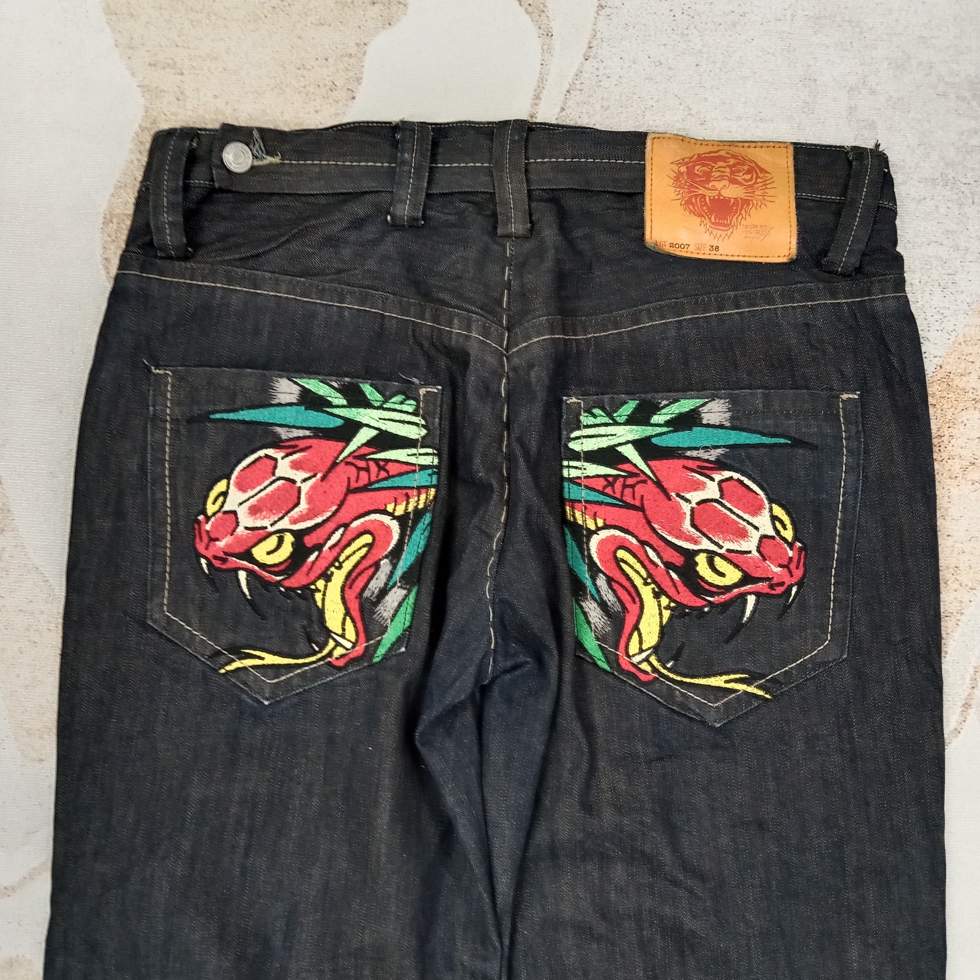 Ed Hardy Ed Hardy Christian Audiguer Embroidery Denim Jeans C258N15 Size US 38 / EU 54 - 2 Thumbnail