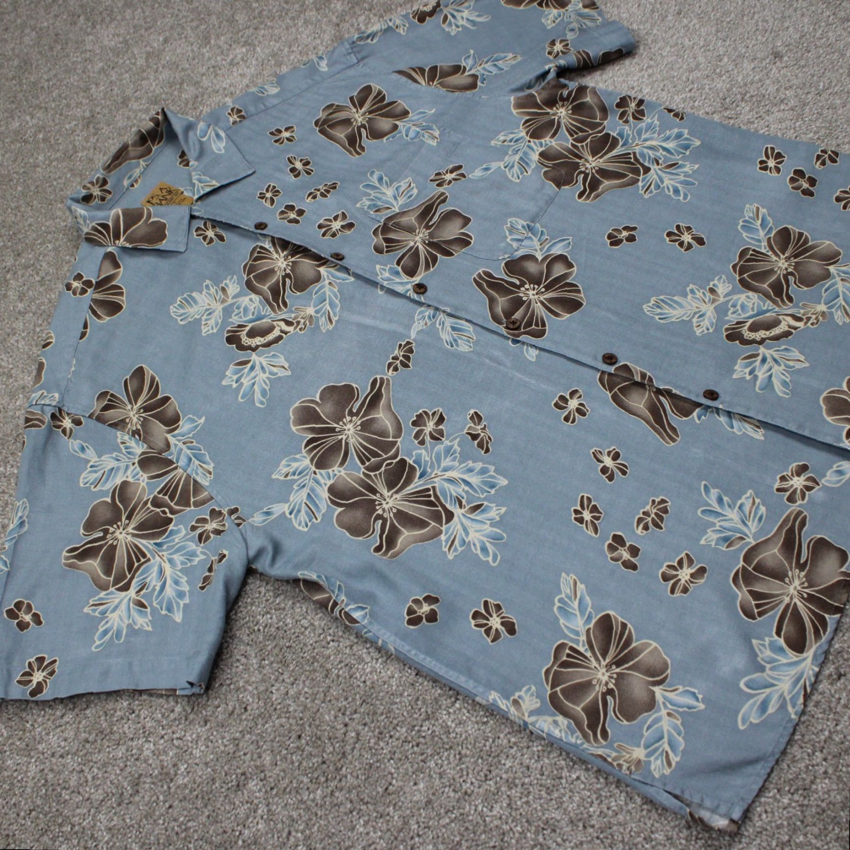 Jos. A. Bank Jos. A. Bank Shirt Mens Large Blue Floral 100% Silk Short Sleeve Button Up Size US L / EU 52-54 / 3 - 6 Thumbnail