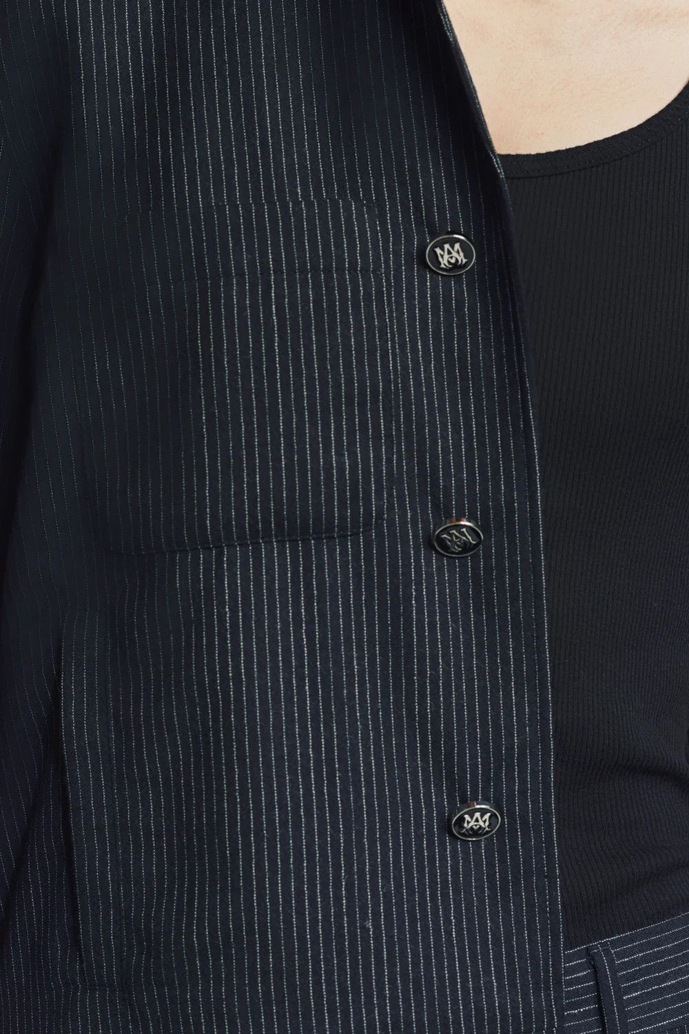 Amiri oc11z0126 Pinstripe Cadet Jacket in Black Size US XL / EU 56 / 4 - 5 Thumbnail