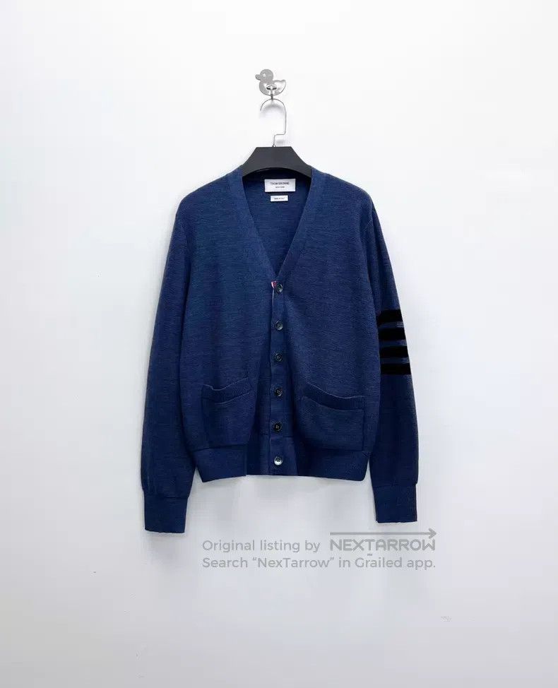 Thom Browne Thom Browne Navy and black striped knitted cardigan jacket Size US S / EU 44-46 / 1 - 1 Thumbnail