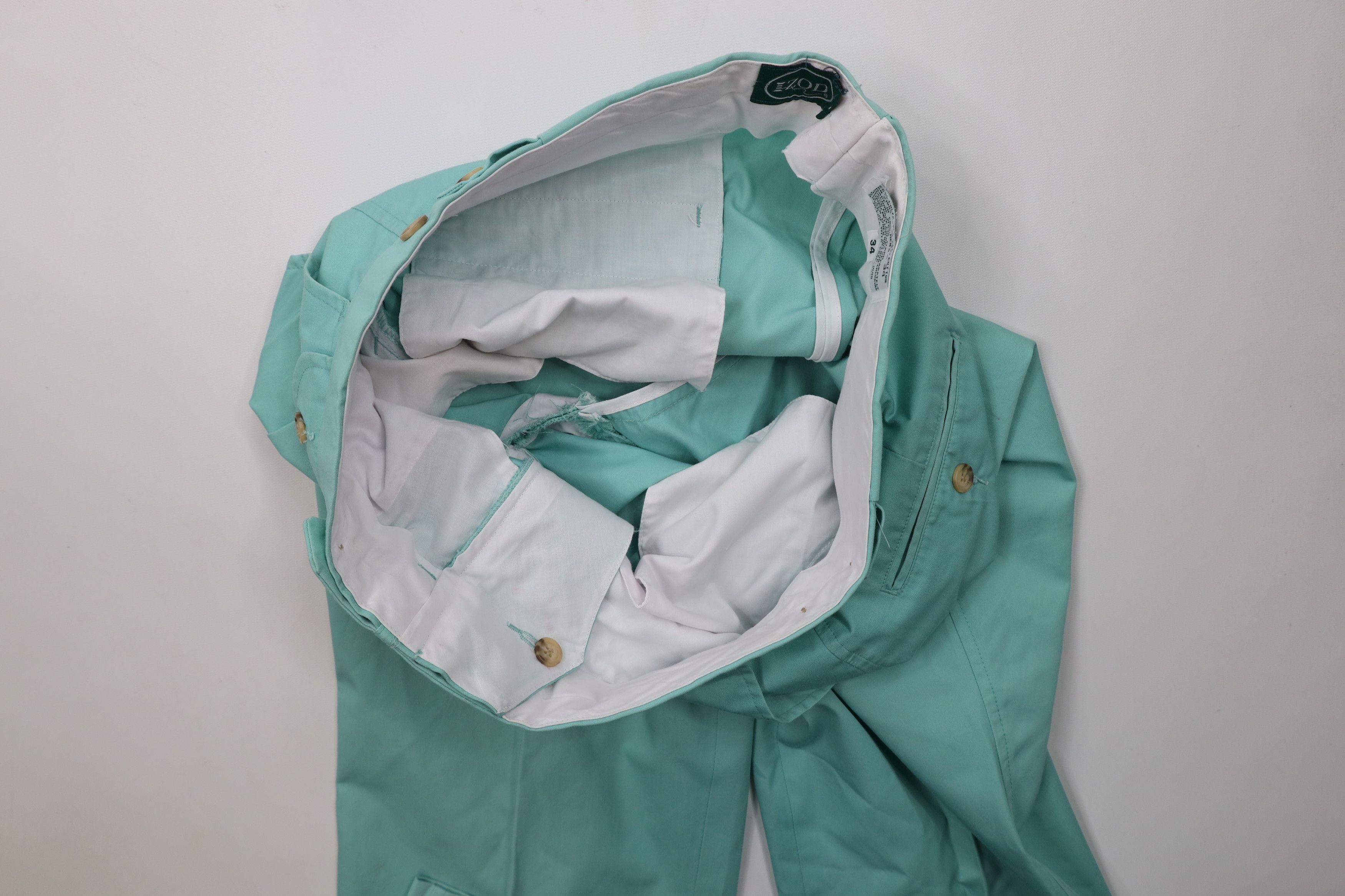 Izod × Vintage Vintage 80s 90s Izod Pleated Wide Leg Chino Pants Blue Size US 34 / EU 50 - 11 Thumbnail