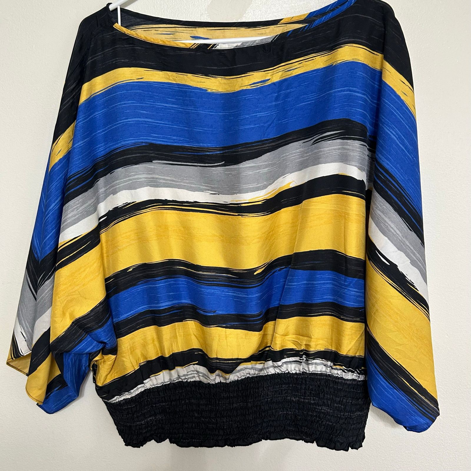 Michael Kors Michael Michael Kors Silk Blouse XL Yellow Blue Black Stripe Size XL / US 12-14 / IT 48-50 - 1 Thumbnail