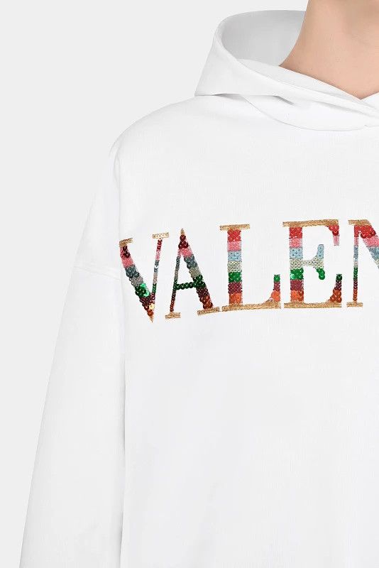 Valentino o1y0326 Logo Hoodie in White Size S / US 4 / IT 40 - 3 Thumbnail
