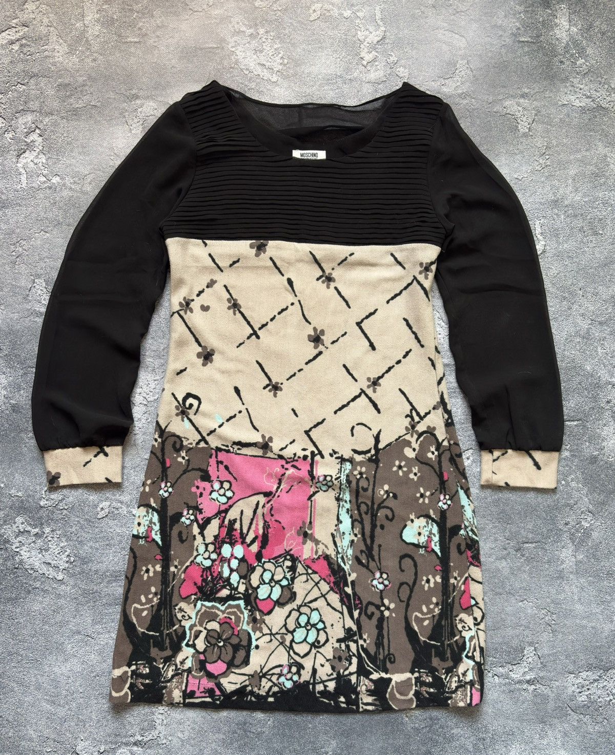 Moschino Vintage Moschino Cheap And Chic Y2K Floral Print Wool Dress Size L / US 10 / IT 46 - 1 Thumbnail