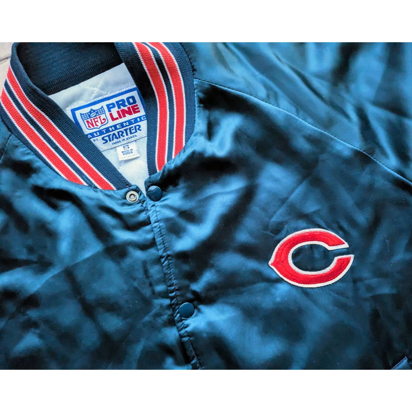 NFL × Starter Chicago Bears 80s 90s satin Varsity M L navy orange NFL vtg Size US L / EU 52-54 / 3 - 2 Thumbnail