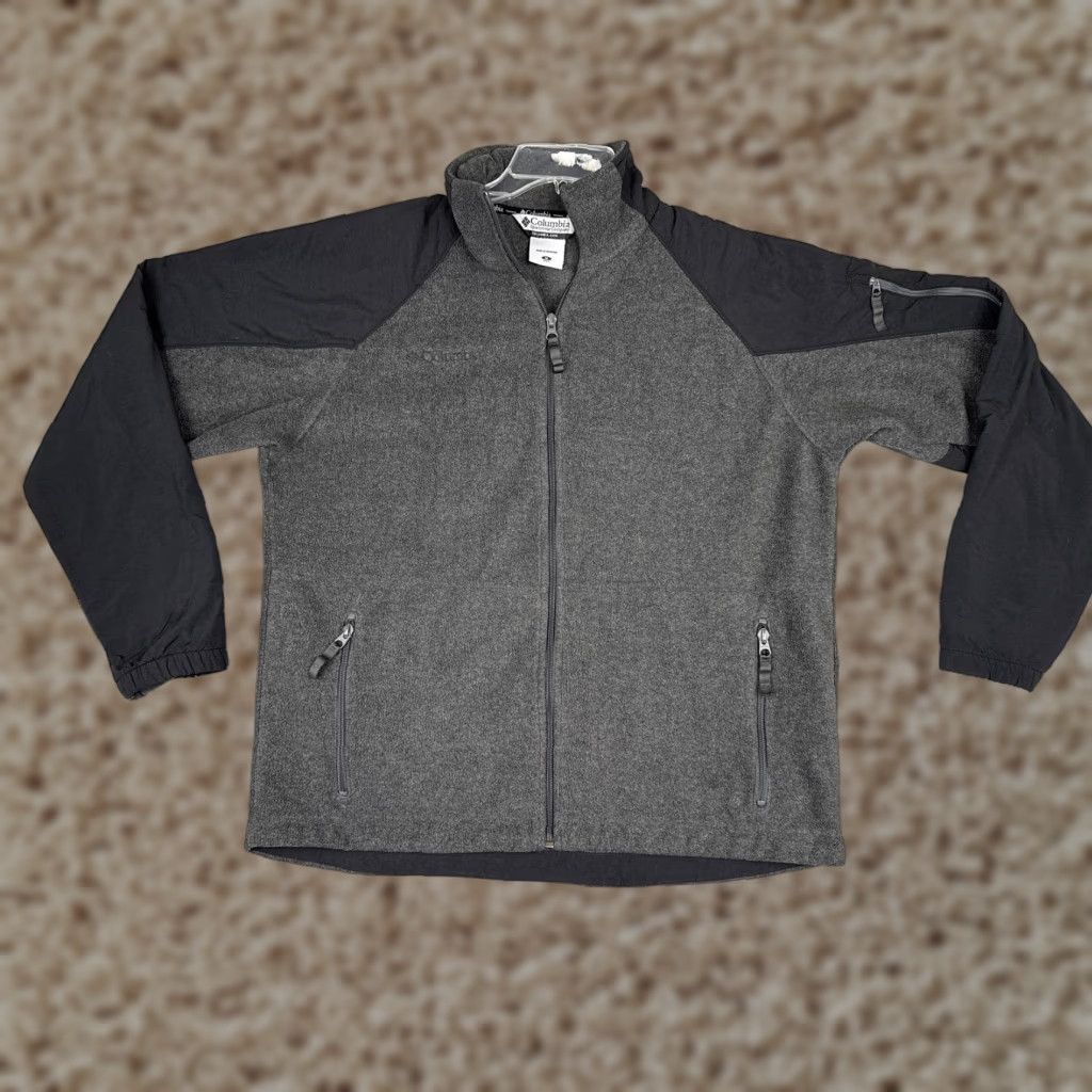 Vintage Columbia Jacket Mens M Gray Fleece Full Zip Outdoor Hiking Windbreaker Pocket Zipper Logo Embroidered Regular Fit Man Size US M / EU 48-50 / 2 - 1 Thumbnail
