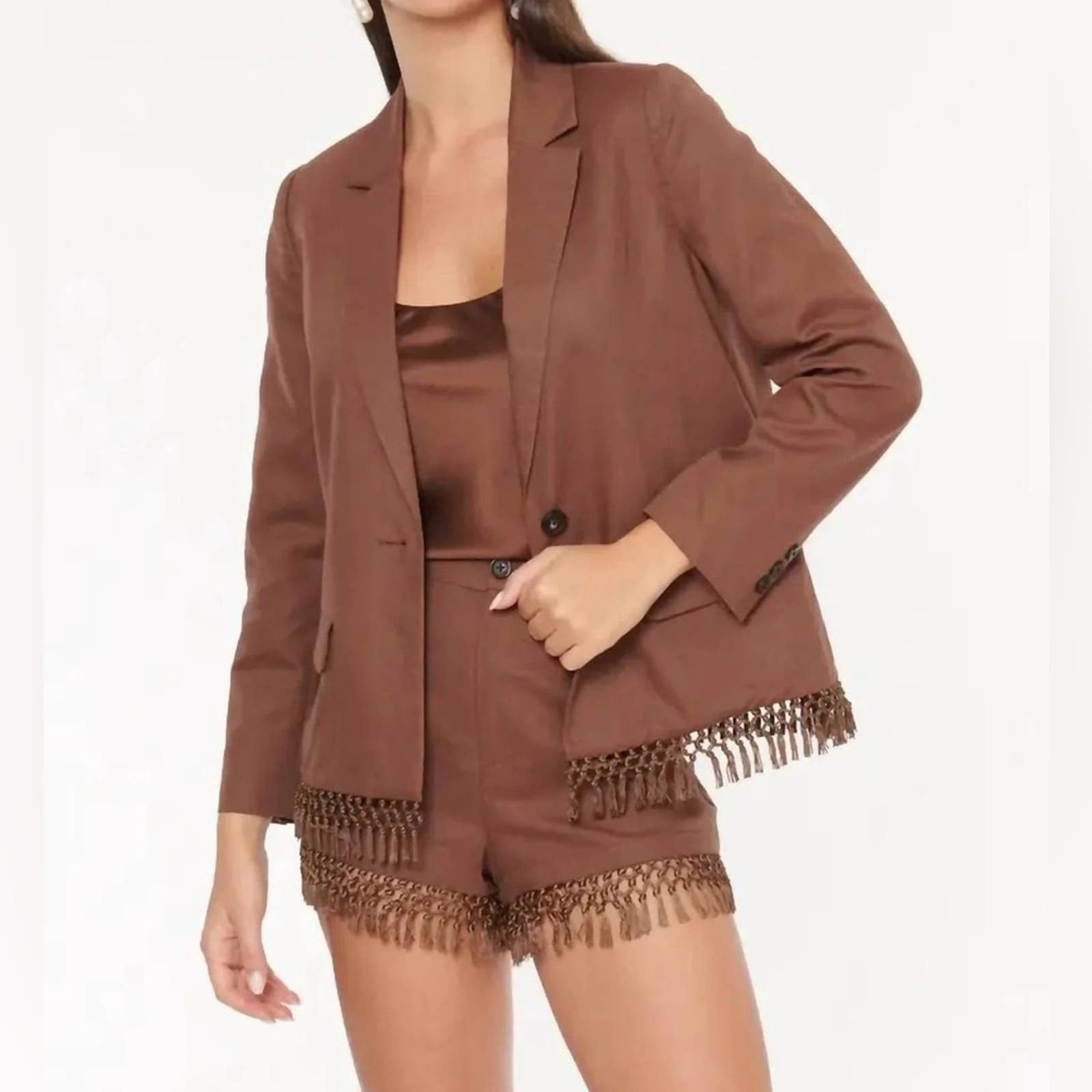 Image of Cami NYC Chitra Jacket & Shorts Set NWT in Brown, Women's (Size Small)