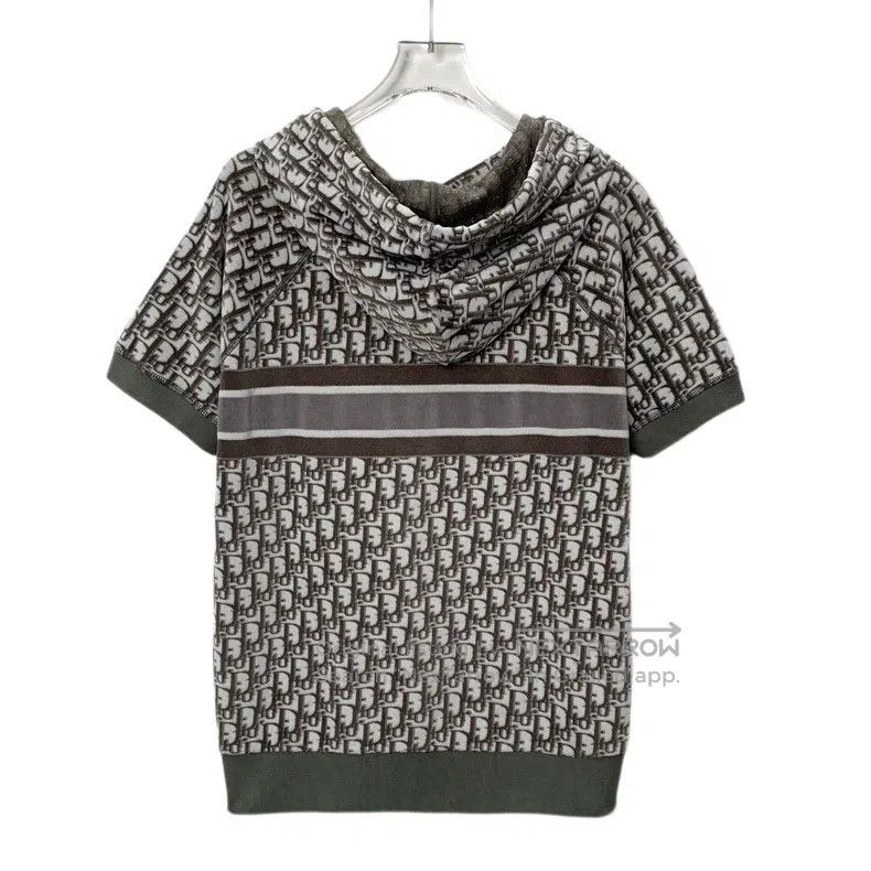 Dior Dior Brown logo jacquard full print cotton hooded drawstri Size L / US 10 / IT 46 - 2 Thumbnail
