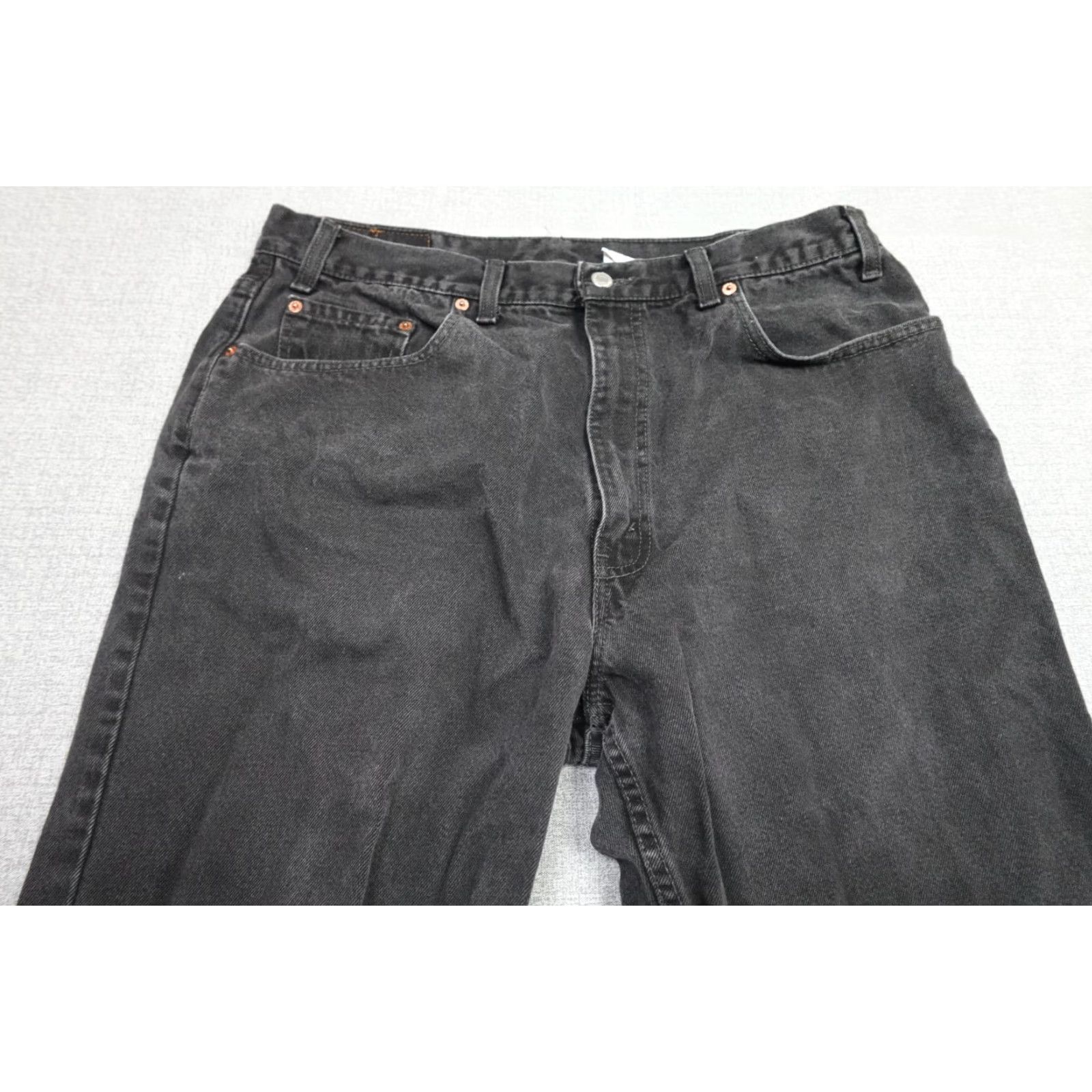 Levi's VINTAGE Levi's 550 Jeans Mens 40x32 Black Regular Fit Western Cowboy Rancher Denim 5-Pocket Pattern Solid Distressed Zip Fly Size US 40 / EU 56 - 2 Thumbnail