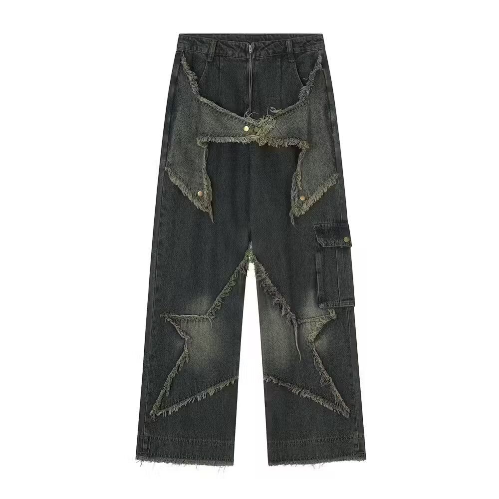 image of Vintage Articulated Personalized Wide Leg Jeans in Denim, Men's (Size 32)