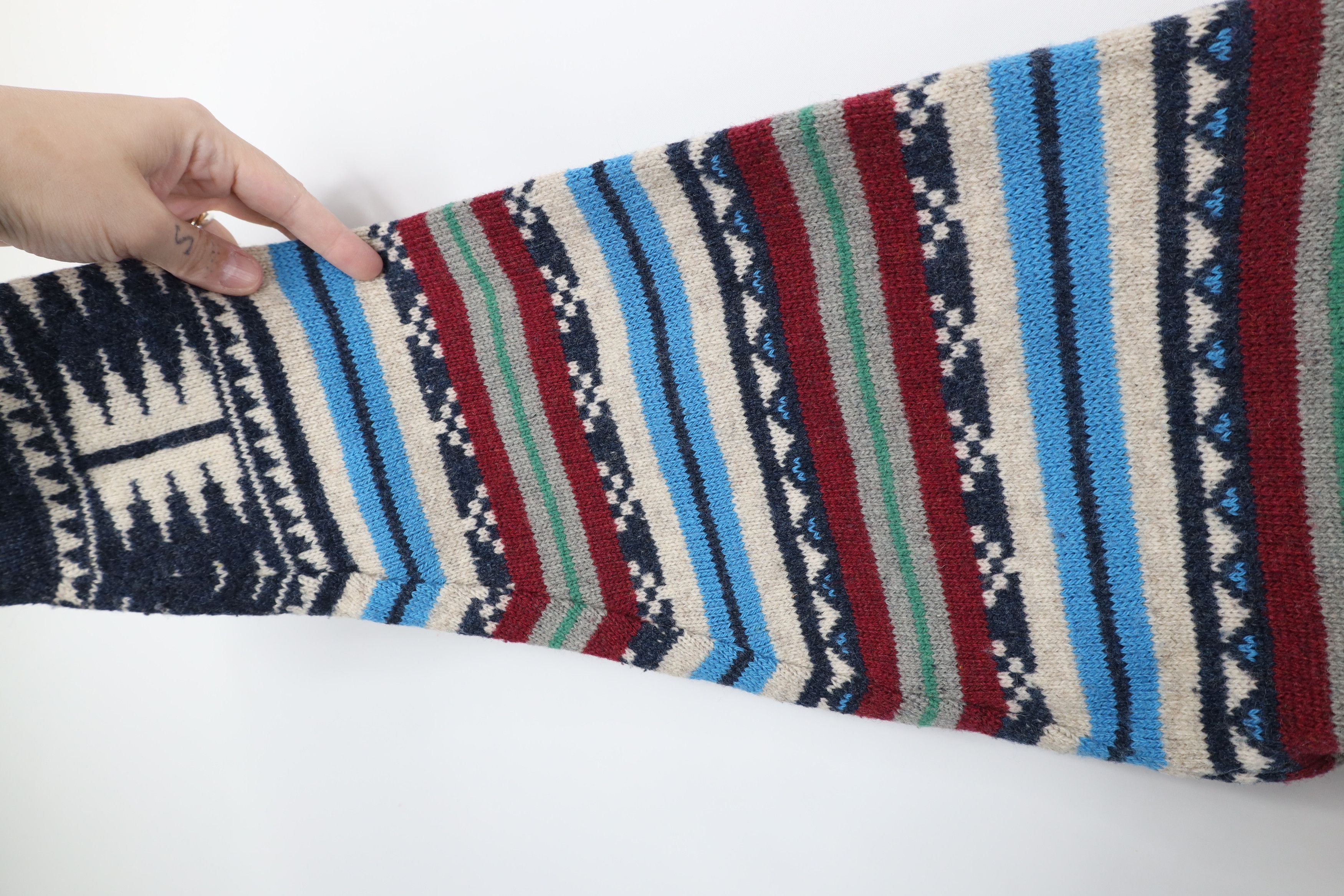 Vintage Vintage 90s Streetwear Fair Isle Knit Cardigan Sweater Size L / US 10 / IT 46 - 6 Thumbnail