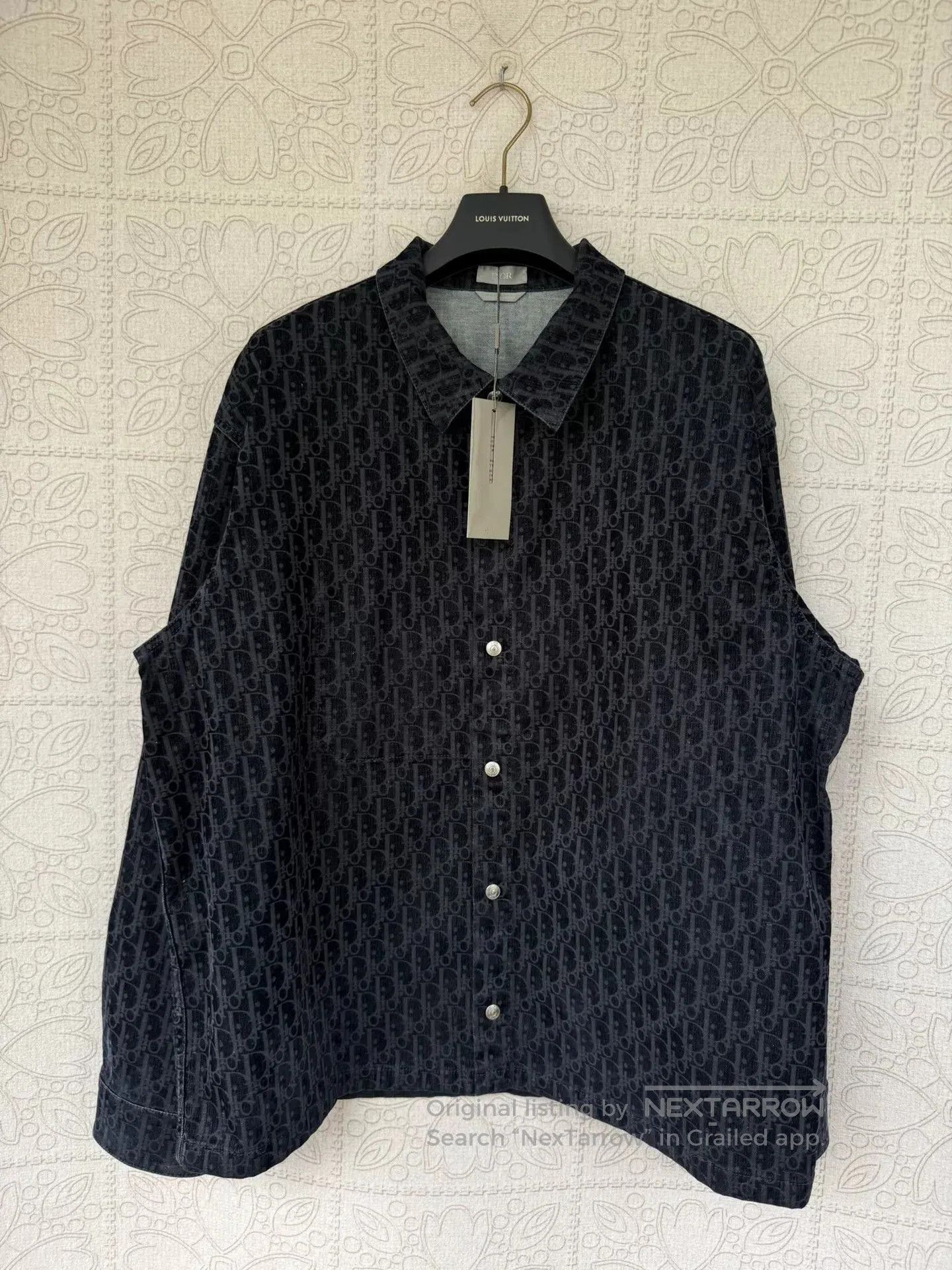 Dior black velvet printed denim shirt size 54. Size US XXL / EU 58 / 5 - 1 Thumbnail