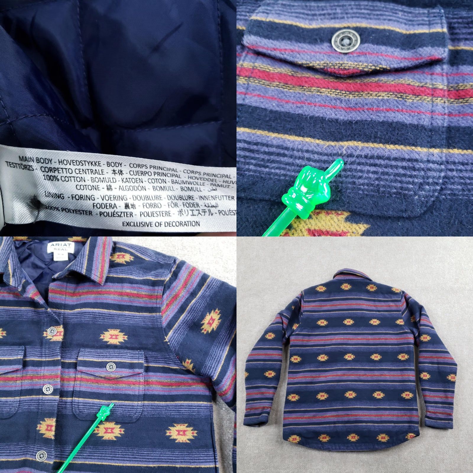 Ariat Ariat REAL Jacket Womens Medium Blue Aztec Western Quilted Shirt Lined Size M / US 6-8 / IT 42-44 - 8 Thumbnail