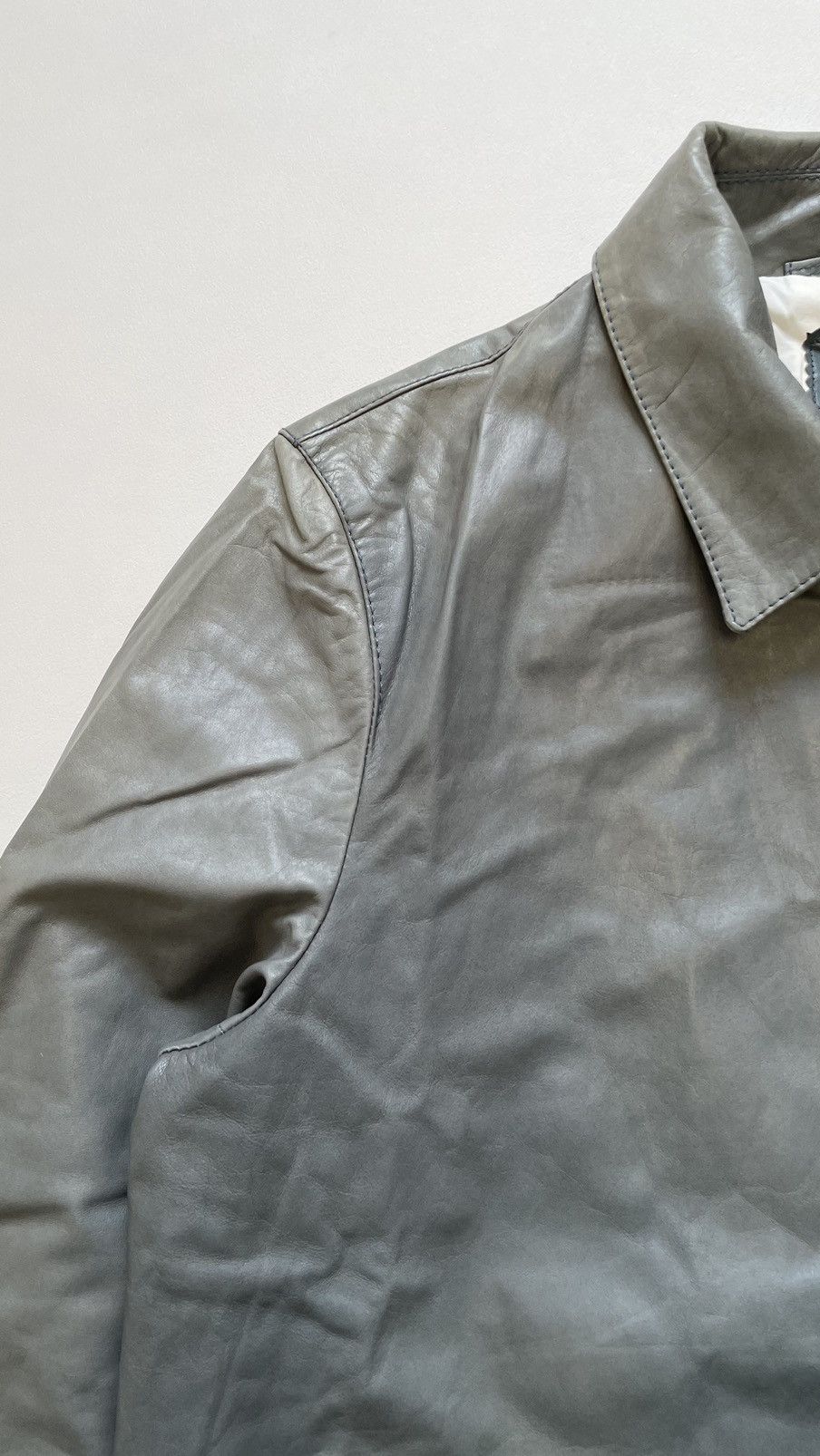 Prada Mid 2000s Powder Blue Treated Leather Jacket Size US M / EU 48-50 / 2 - 2 Thumbnail