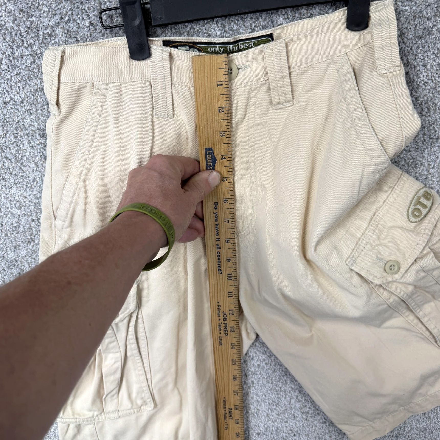 Vintage Vtg OTB Cargo Shorts Mens 28x9 Beige Canvas Cargo Pocket Pockets Flat Front Zip Fly Modern Grunge Outdoor Retro 90s Mens Size US 28 / EU 44 - 6 Thumbnail