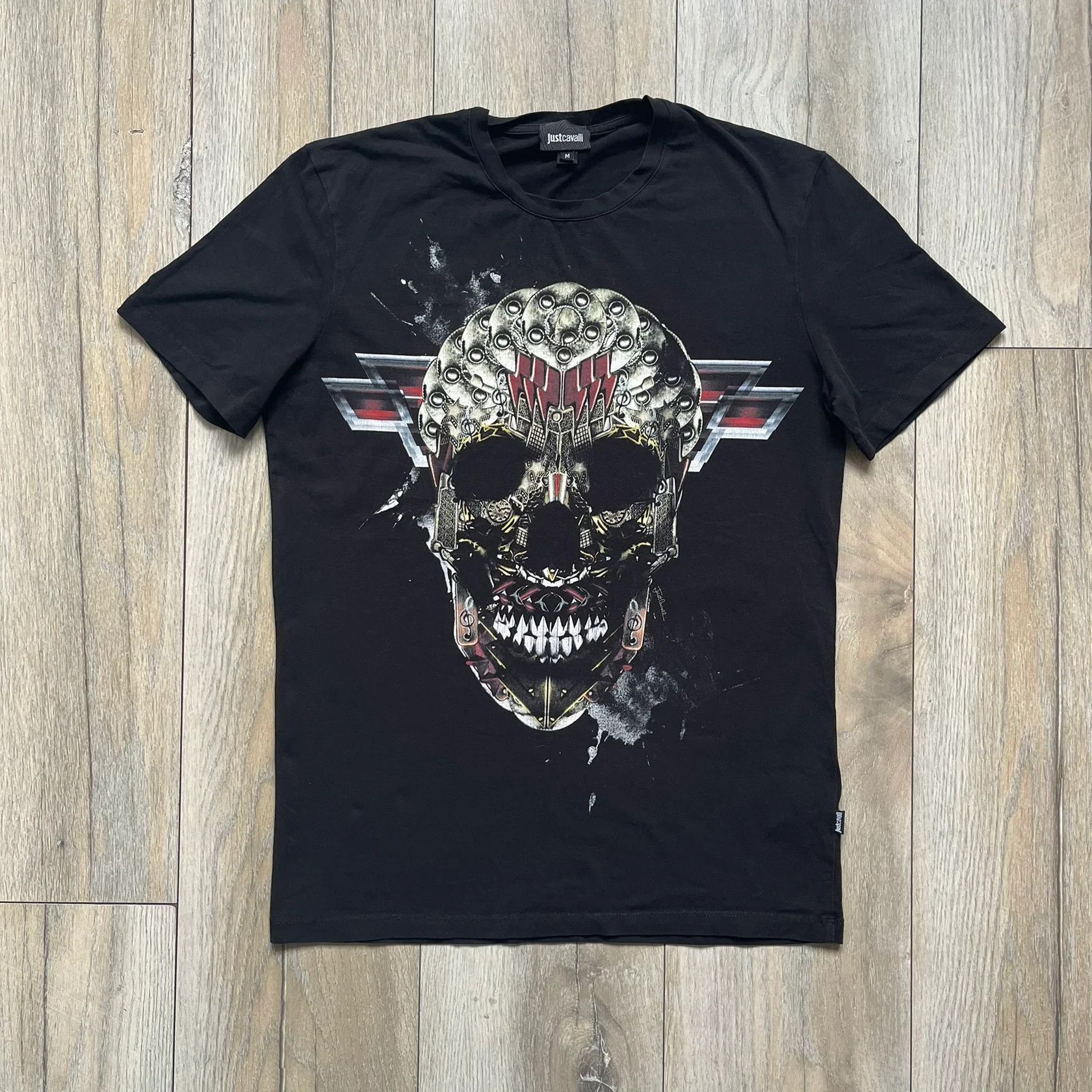 Just Cavalli Just Cavalli AW2016 Metal Skull Print Black Tee Size US M / EU 48-50 / 2 - 1 Thumbnail