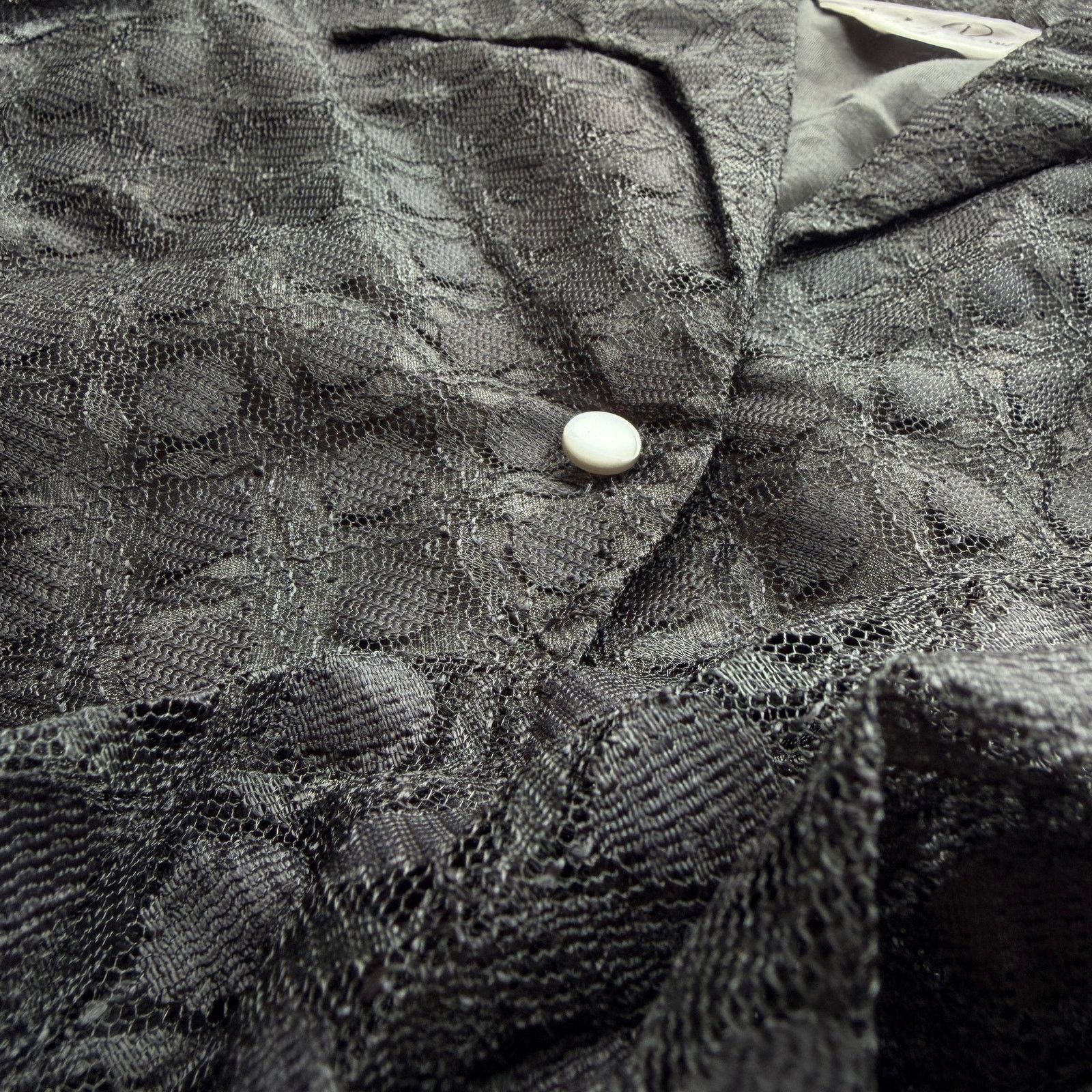 Other Vintage Black Lace Sheer Button Up Butterfly Collar Blouse Size M / US 6-8 / IT 42-44 - 5 Thumbnail