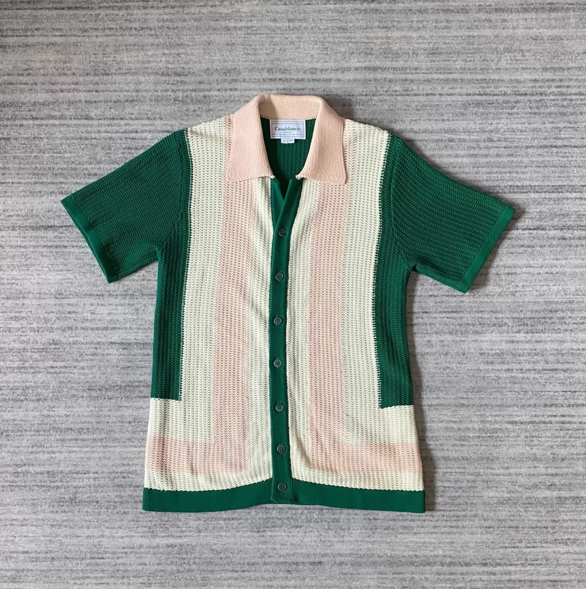 Casablanca Casablanca White Green Color-Blocked Short Sleeve Knit Vest S Size US S / EU 44-46 / 1 - 1 Thumbnail