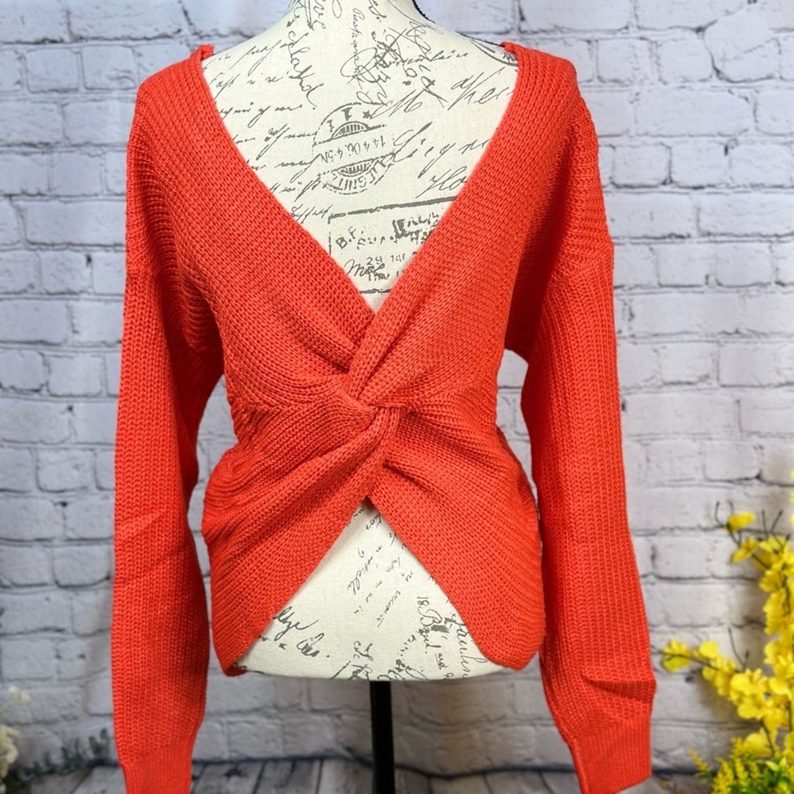 Other Reversible Twisted Knit Long Sleeve Fall Sweater Orange M Size M / US 6-8 / IT 42-44 - 5 Thumbnail