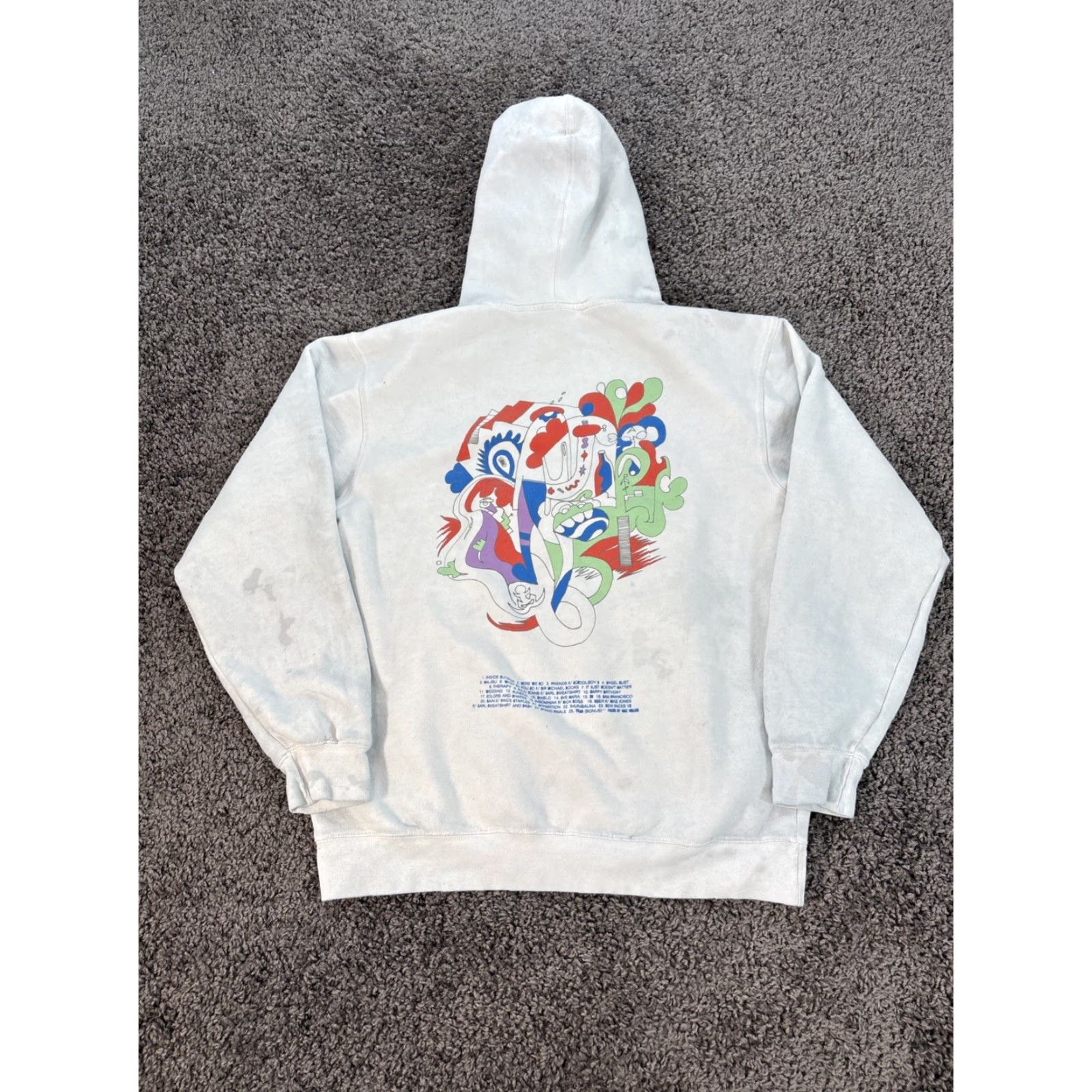 Vintage MAC MILLER Hoodie L White Faces Layers Fleece Pullover Men Size US L / EU 52-54 / 3 - 5 Thumbnail