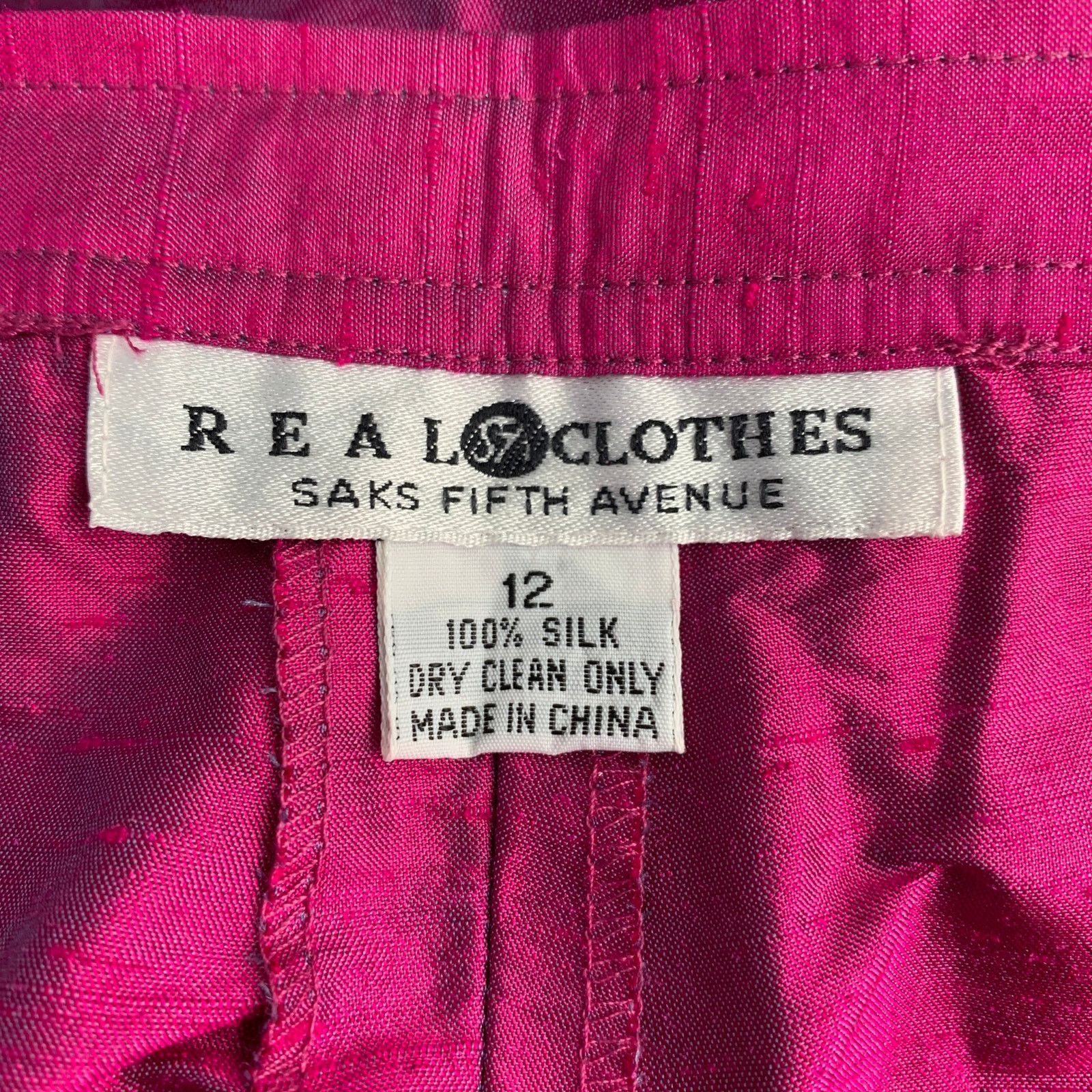 Saks Fifth Avenue Size 12 Pink Fuchsia Silk Shantung Dress Pants Size 34" / US 12 / IT 48 - 3 Thumbnail