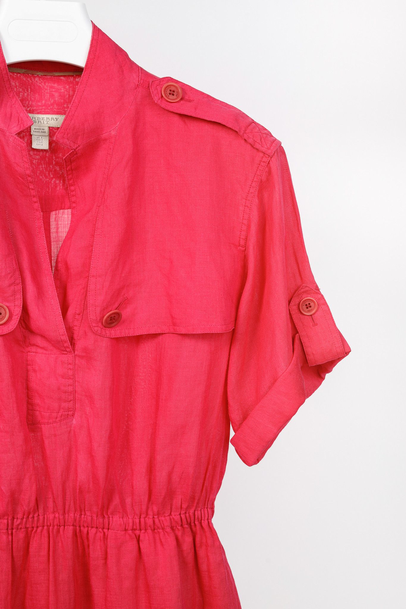 Burberry Burberry Brit Crimson Pink Ramie Trench Mini Dress Size M / US 6-8 / IT 42-44 - 5 Thumbnail