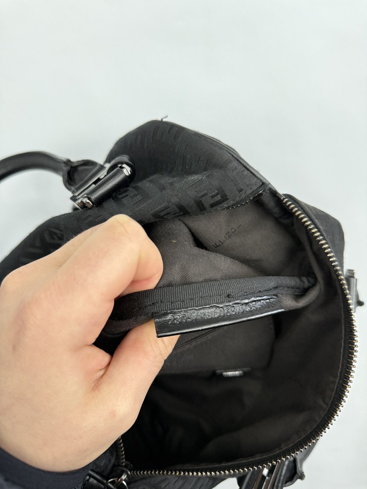 Fendi × Vintage FENDI Zucchino Mini Boston Bag Jacquard 8BL068 Black Handbag Size ONE SIZE - 11 Thumbnail