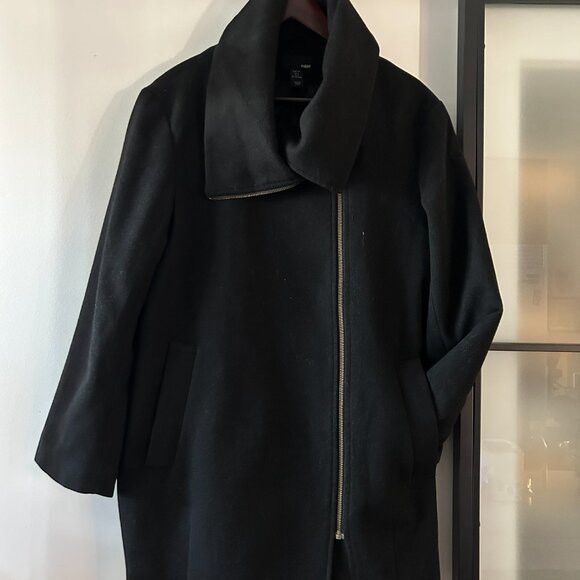 H&M H&M Black Wool Coat with Large Collar - Size M/L Size L / US 10 / IT 46 - 1 Thumbnail