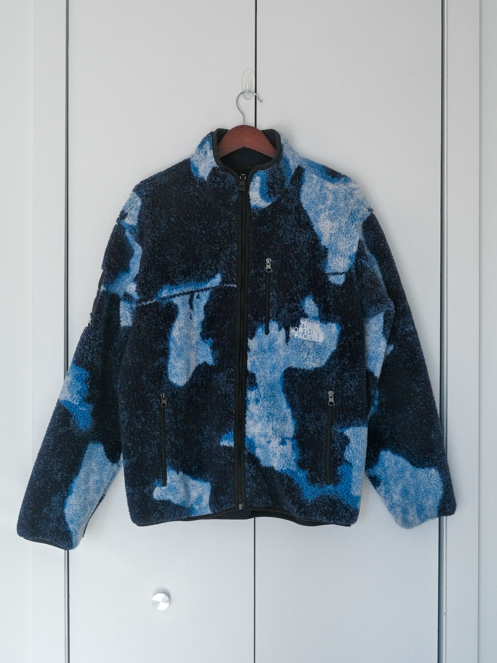 Supreme × The North Face Supreme FW21 TNF Bleached Denim Print Fleece  Jacket Indigo M | Grailed