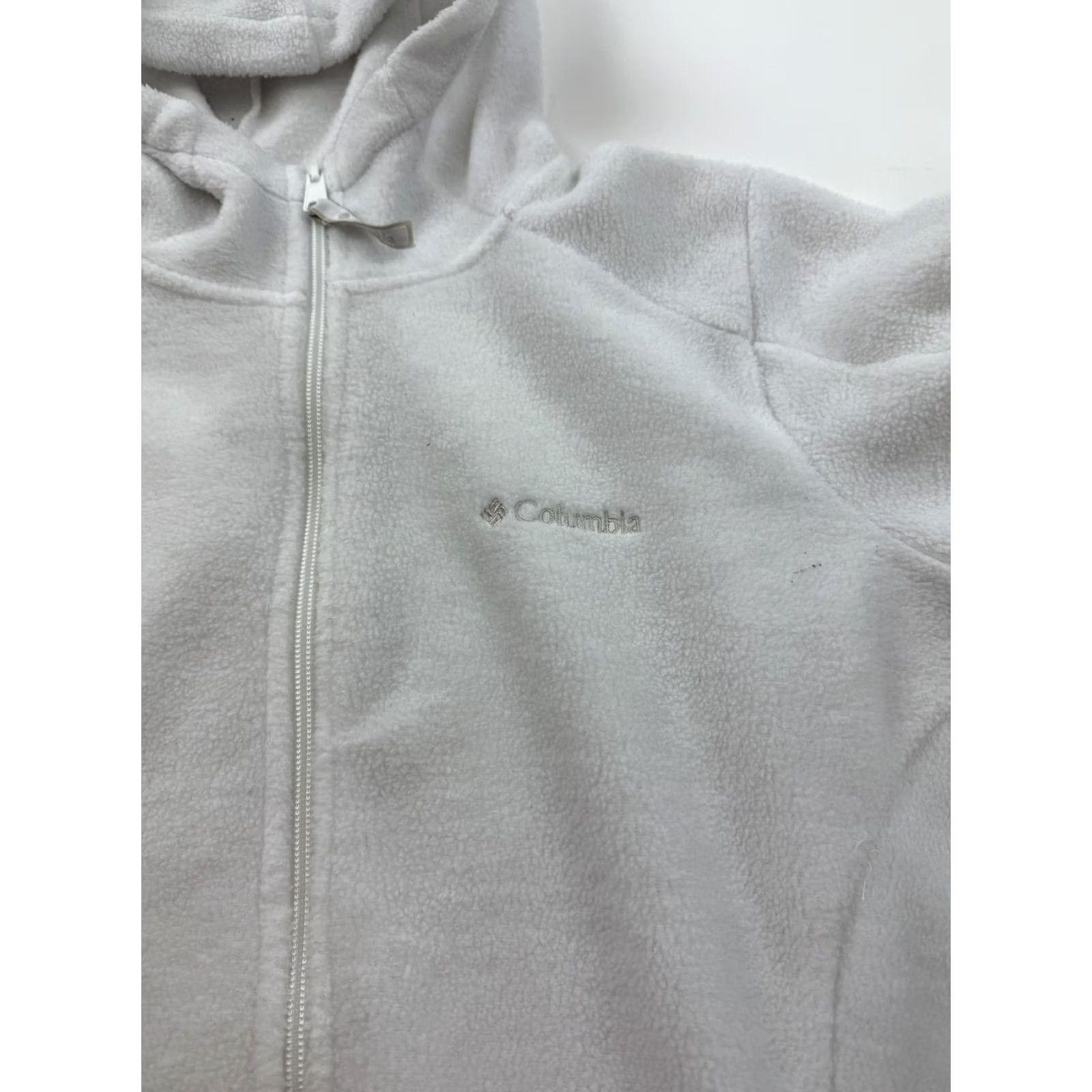 Vintage Columbia Jacket Womens L White Hooded Fleece Full Zip Pockets Cozy Outdoor Size L / US 10 / IT 46 - 2 Thumbnail