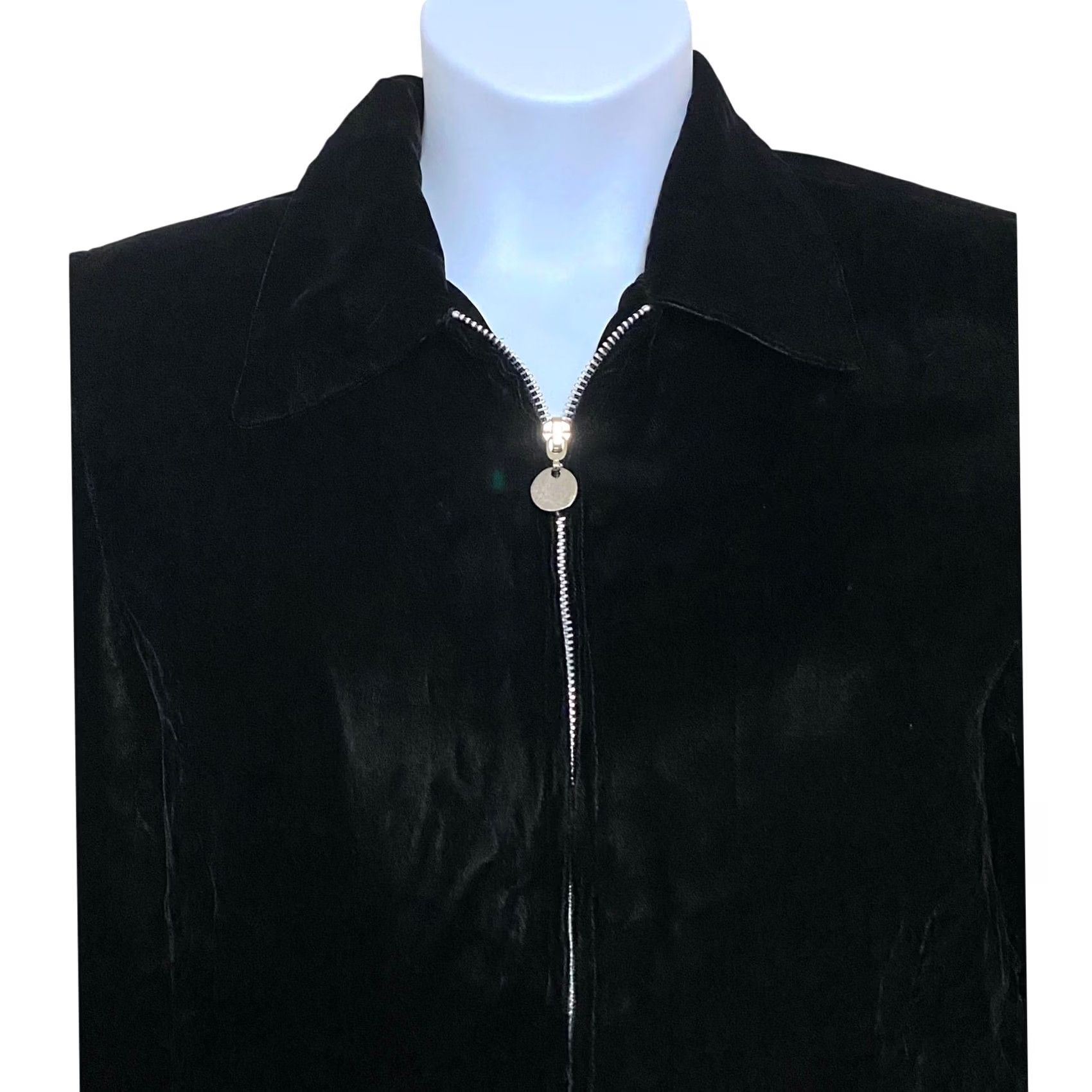 J.McLaughlin VTG J. McLaughlin Black Velvet Zip Jacket Women 8 Blazer Dry Clean Only Solid Size M / US 6-8 / IT 42-44 - 4 Thumbnail