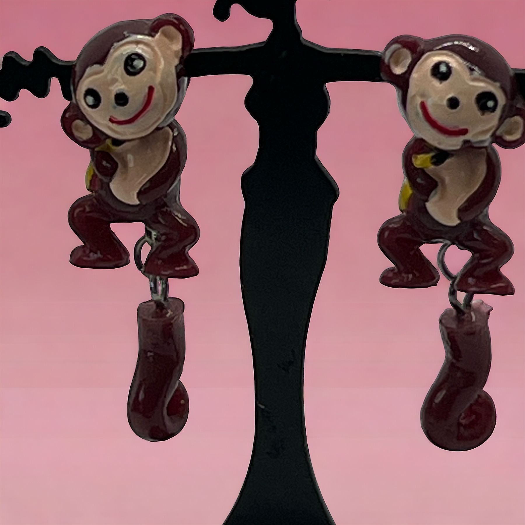 Other Monkey Articulated Earrings Front Back Plastic 1.5" tall Size ONE SIZE - 1 Thumbnail